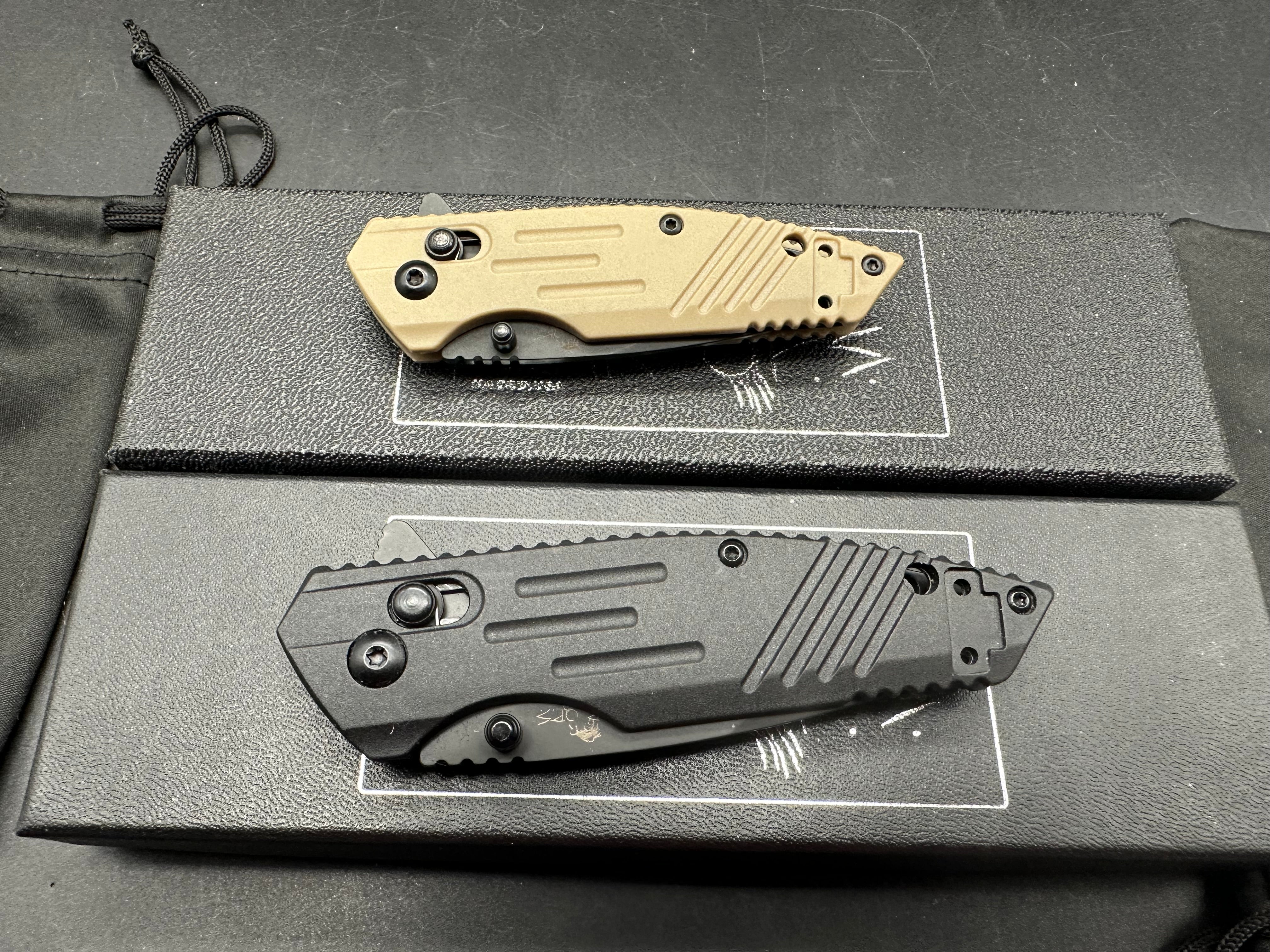 2 Knife deal :  Bear OPS Rancor D2 Black and Tan Serrated Black Zytel Handles