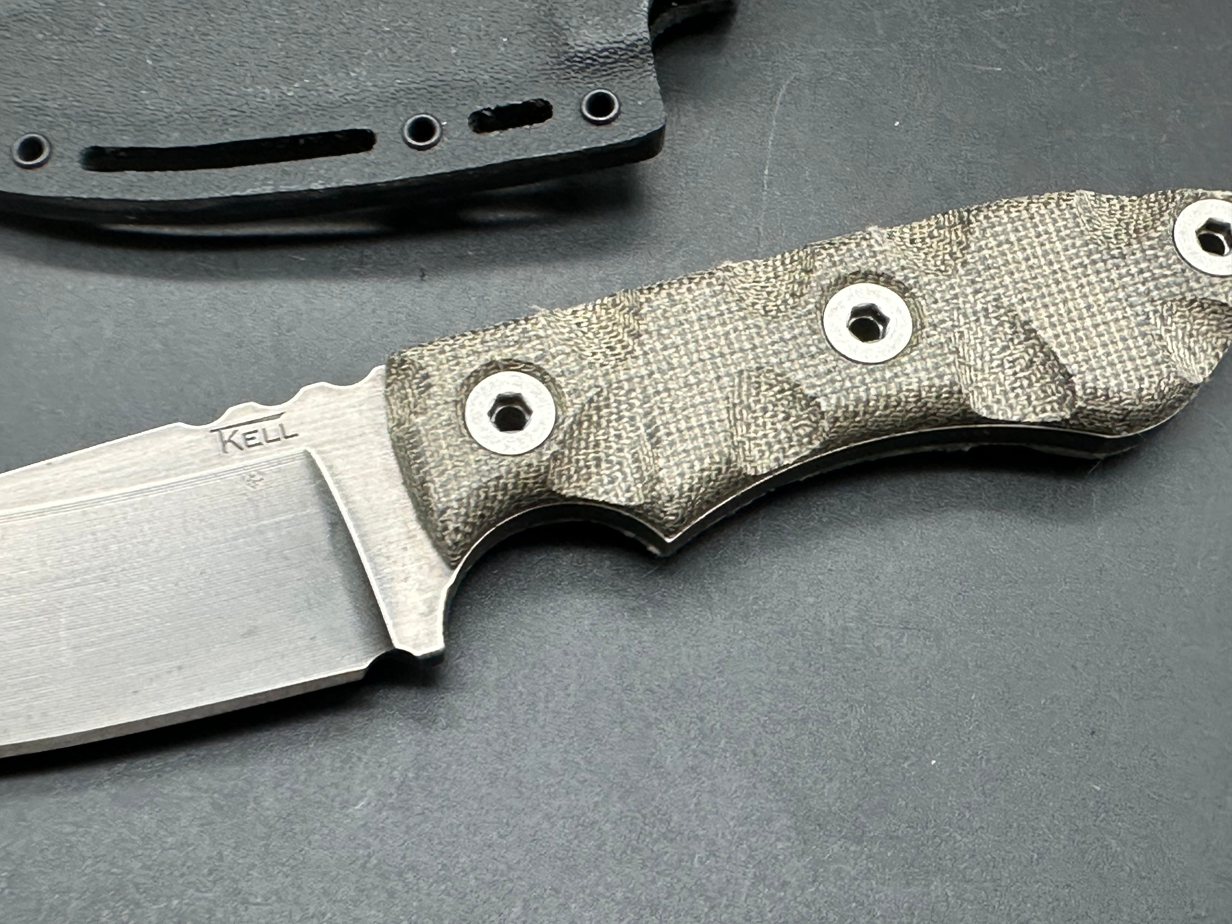 TKell Knives Raider in AEB-L with nickel boron coating, green micarta scales