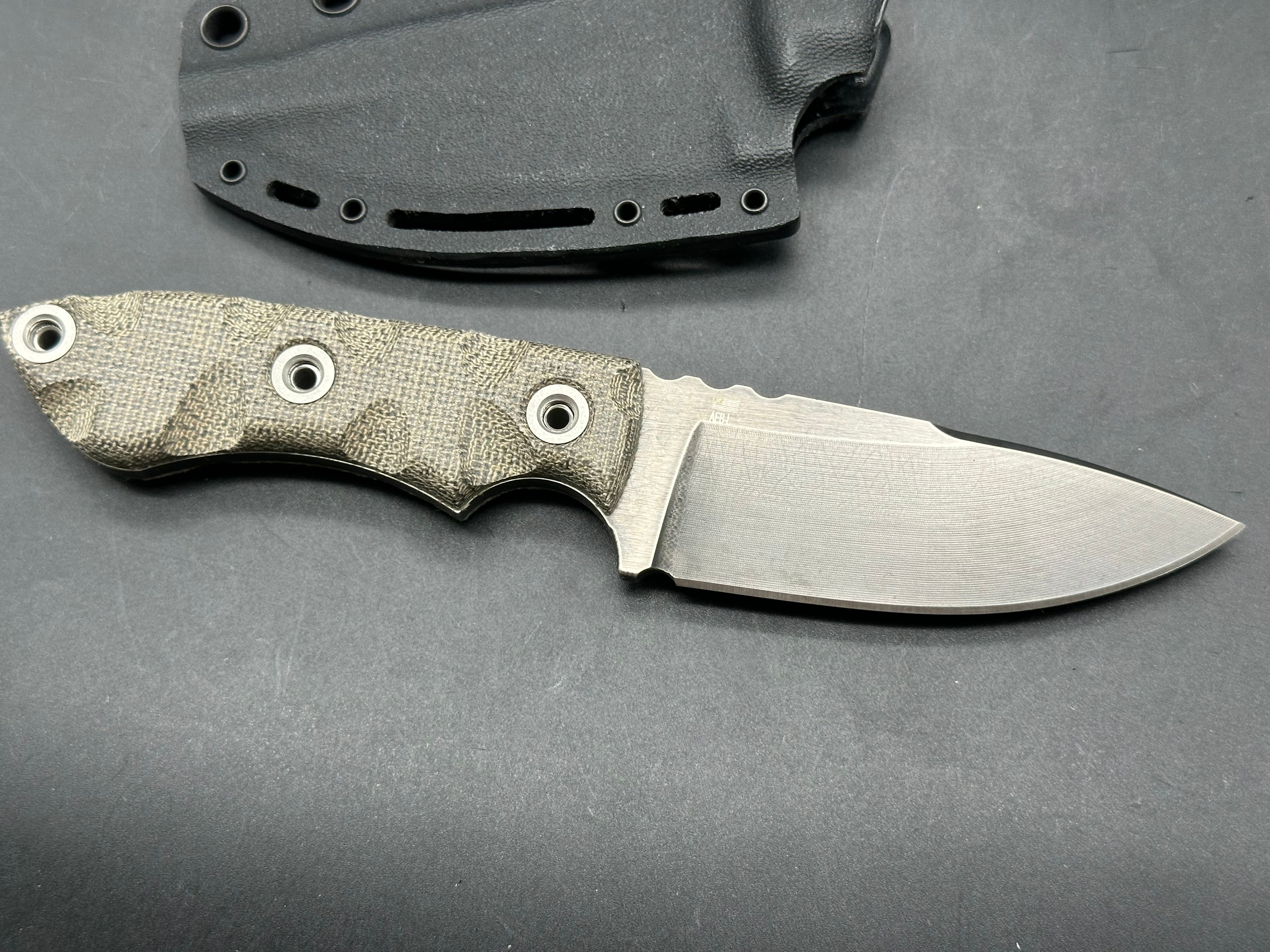 TKell Knives Raider in AEB-L with nickel boron coating, green micarta scales