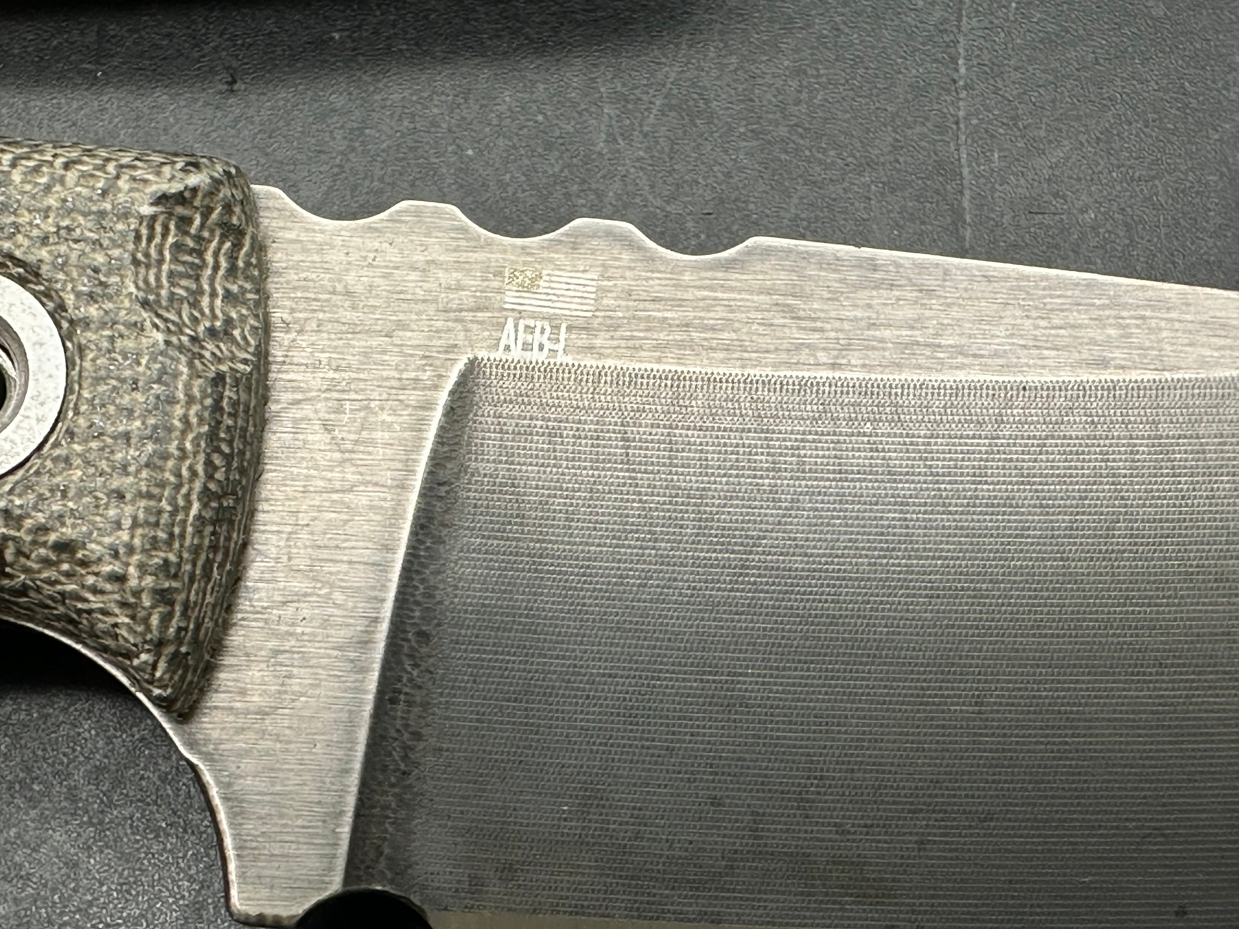 TKell Knives Raider in AEB-L with nickel boron coating, green micarta scales