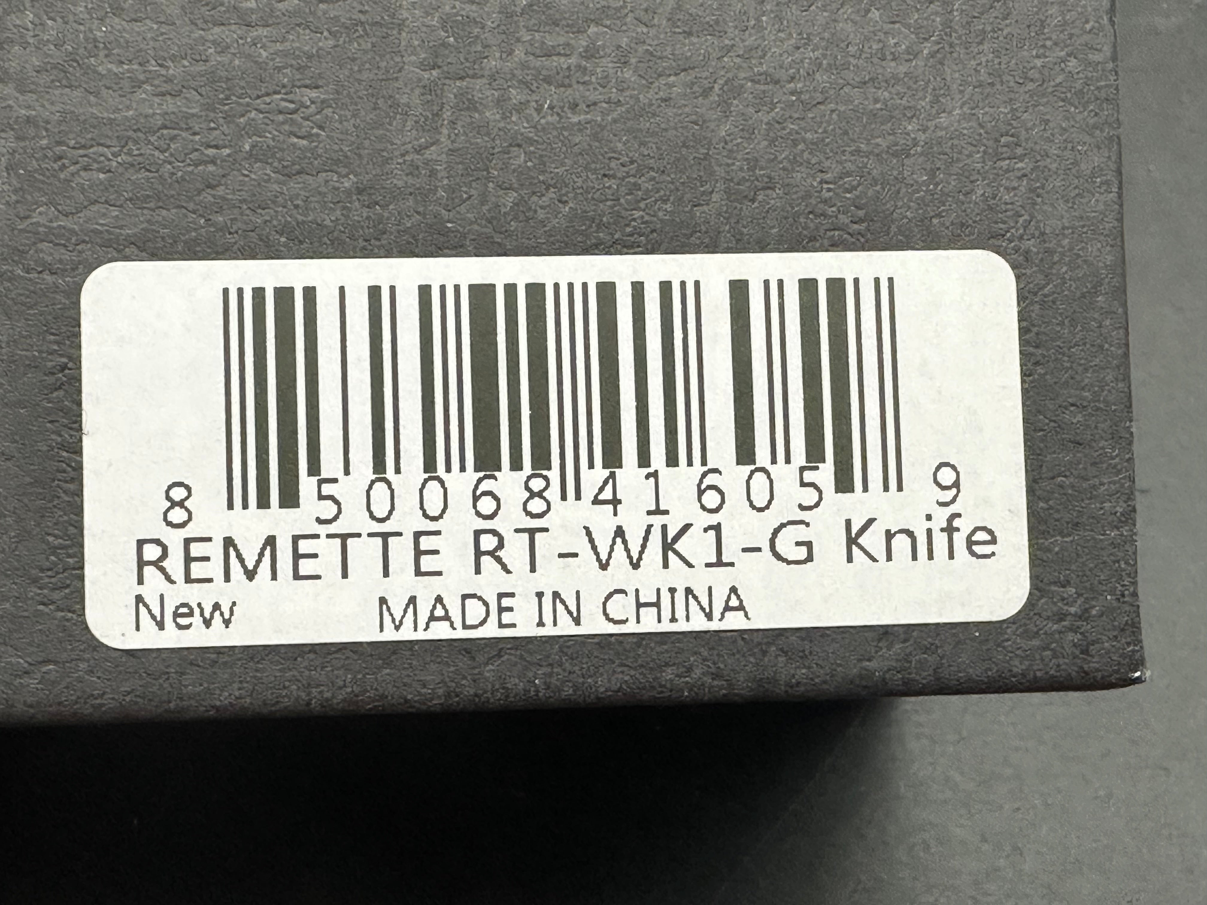 REMETTE RT-WK1-G FOLDING KNIFE BLACK DLC/GOLD TITANIUM HANDLE M390 DROP POINT PLAIN