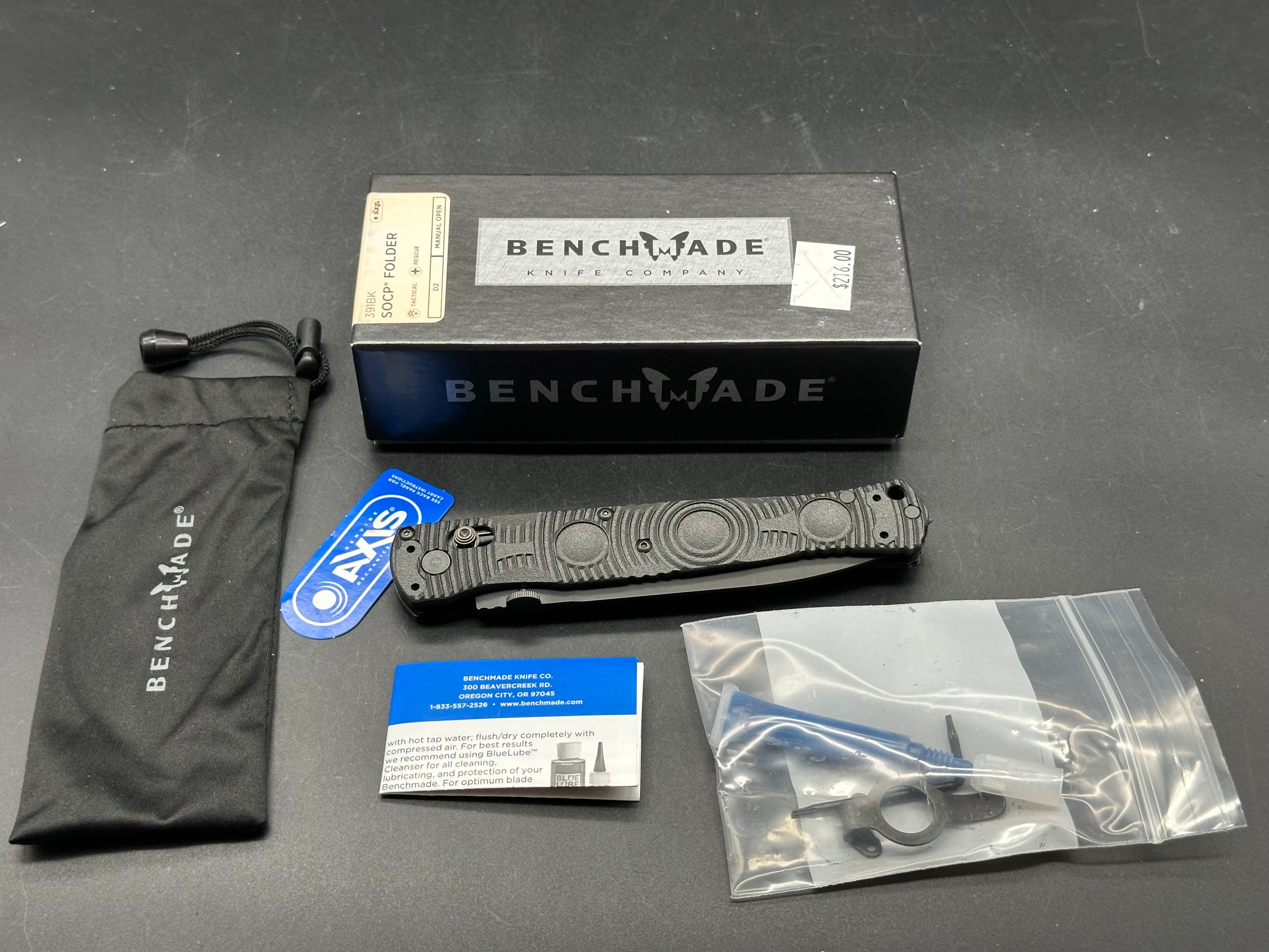 Benchmade SOCP Tactical Folder AXIS Lock Knife CF-Elite™ (4.5" Black)