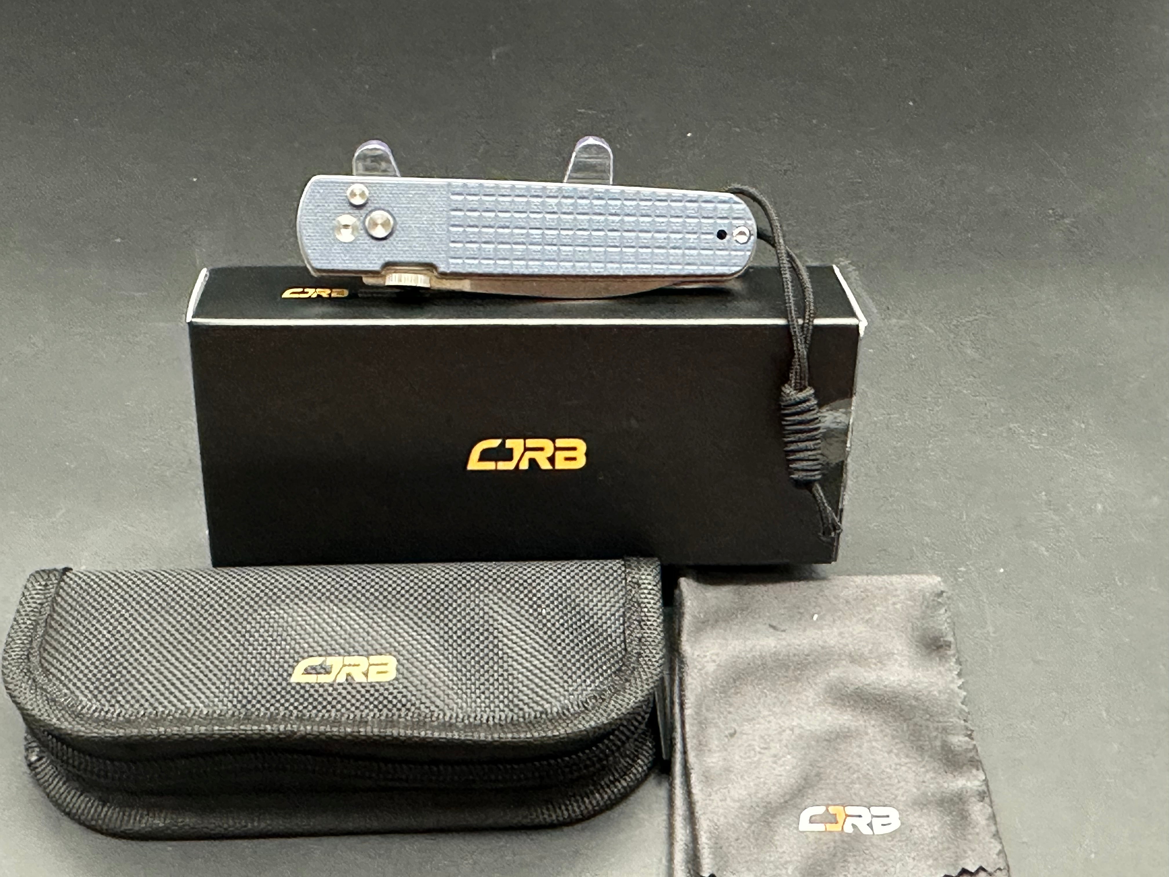 CJRB LOCUST FOLDING KNIFE BLUE G10 HANDLE AR-RPM9 SPEAR POINT PLAIN EDGE
