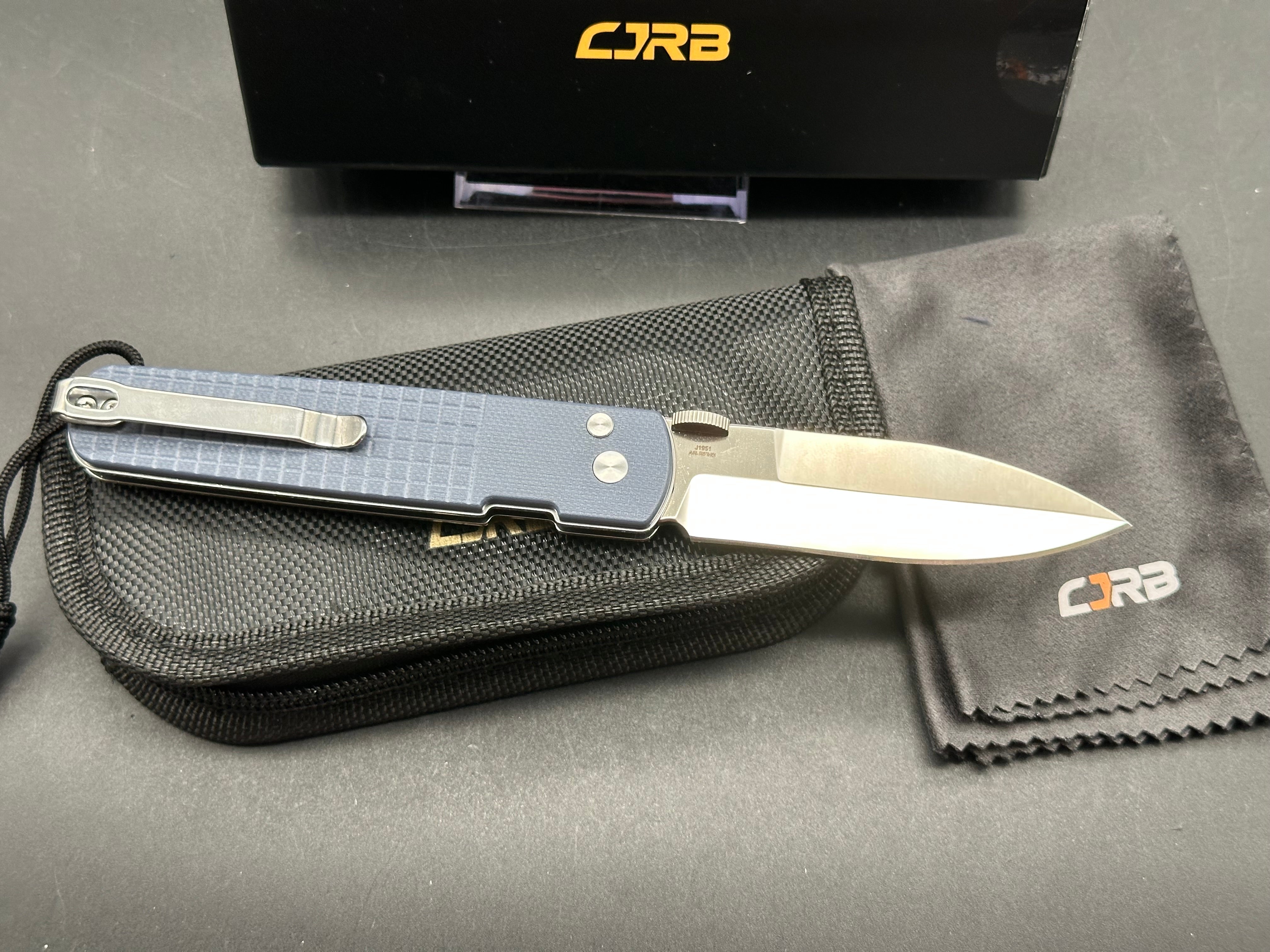CJRB LOCUST FOLDING KNIFE BLUE G10 HANDLE AR-RPM9 SPEAR POINT PLAIN EDGE