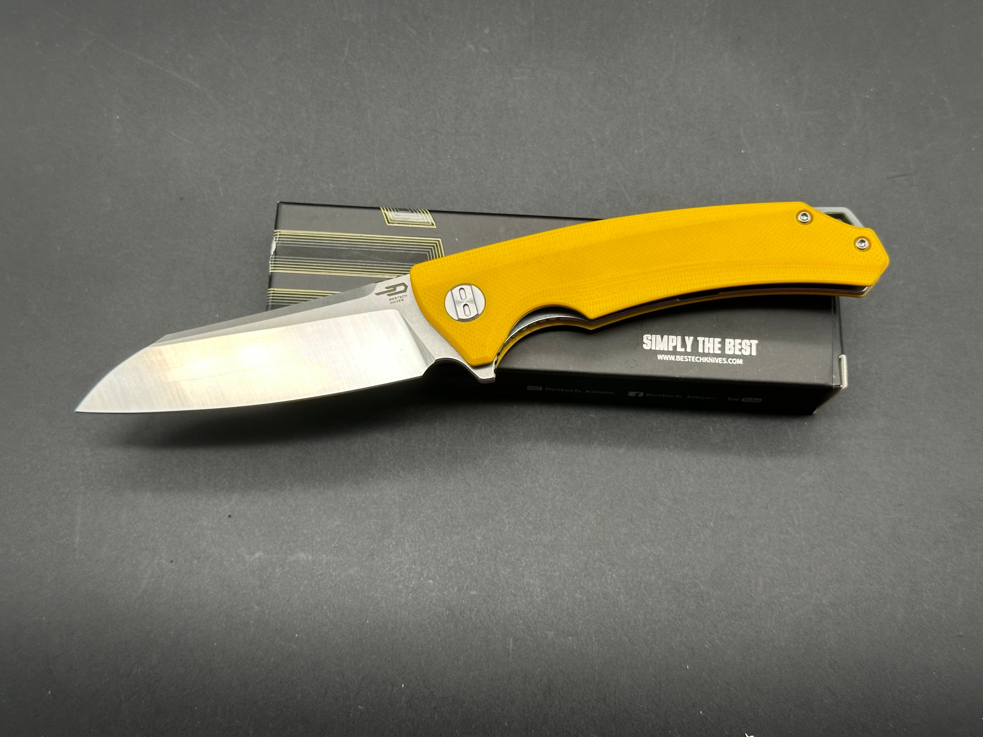 Bestech Knives Texel Liner Lock Knife Yellow G-10 (3.25" SW/Satin)