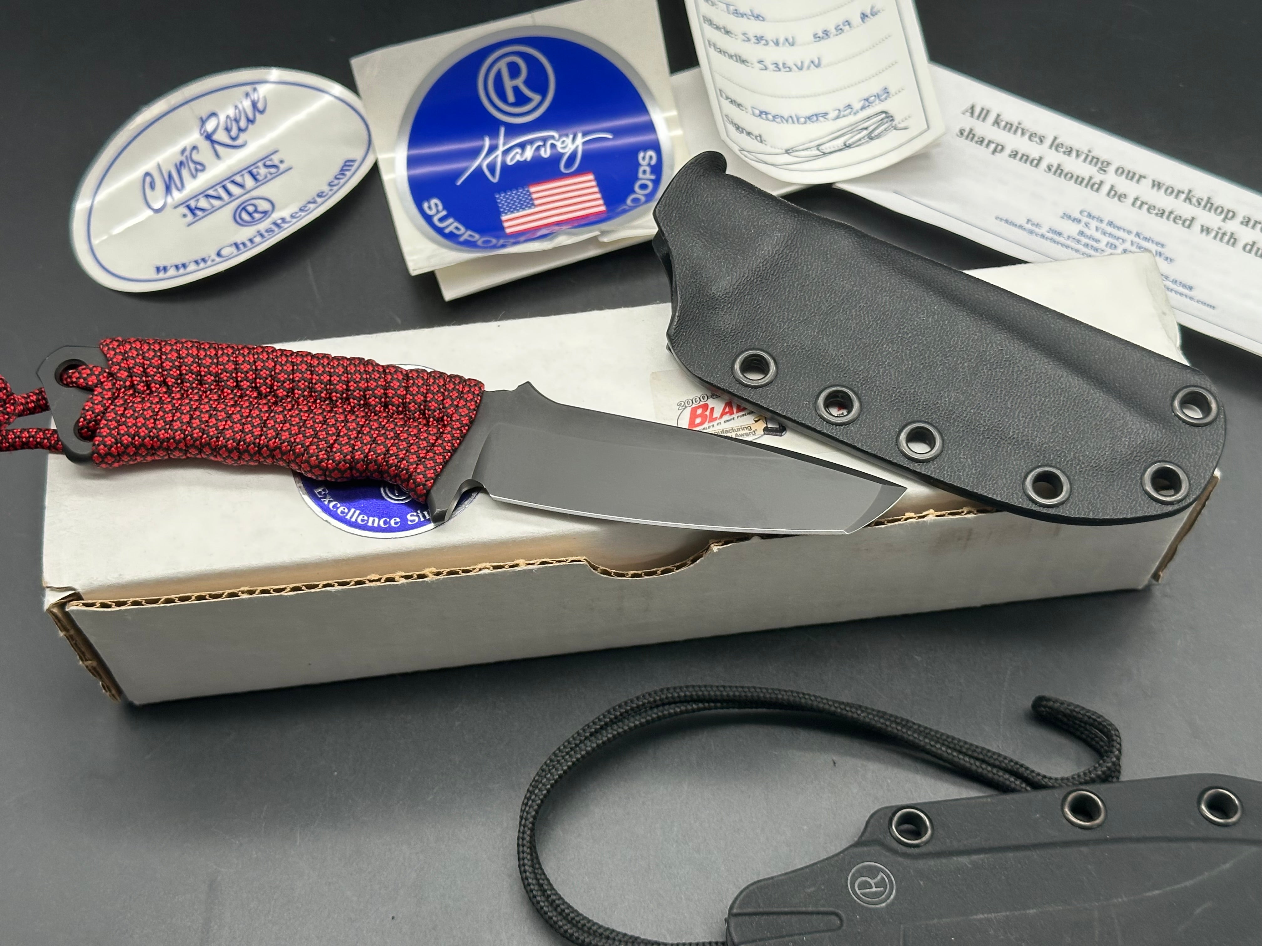 Chris Reeve Professional Soldier S35VN with red/black paracord wrap and custom kydex sheath