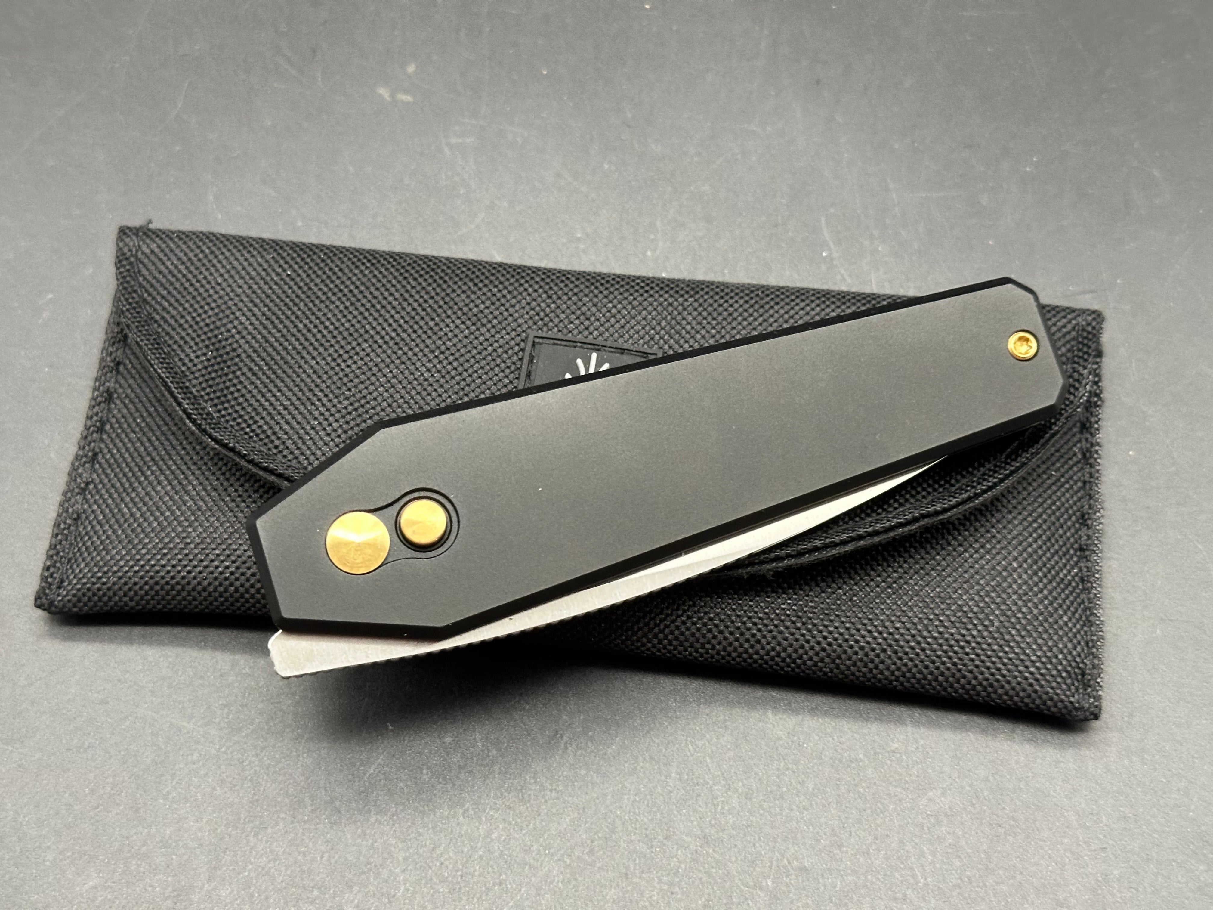 KIZER TOMB BLACK ALUMINUM HANDLE NITRO-V PLAIN EDGE