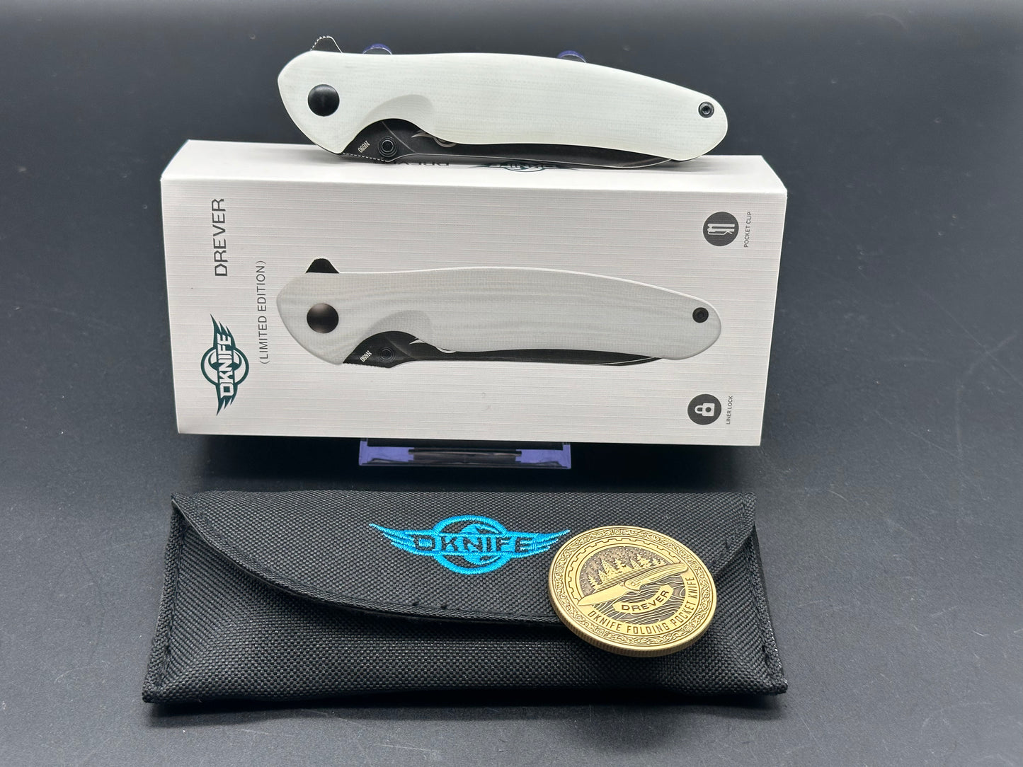 Olight Oknife Drever Liner Lock Knife White G-10