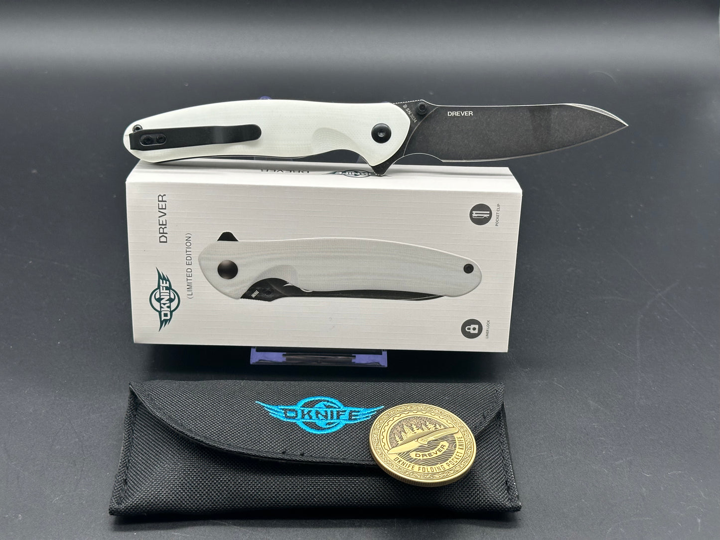 Olight Oknife Drever Liner Lock Knife White G-10