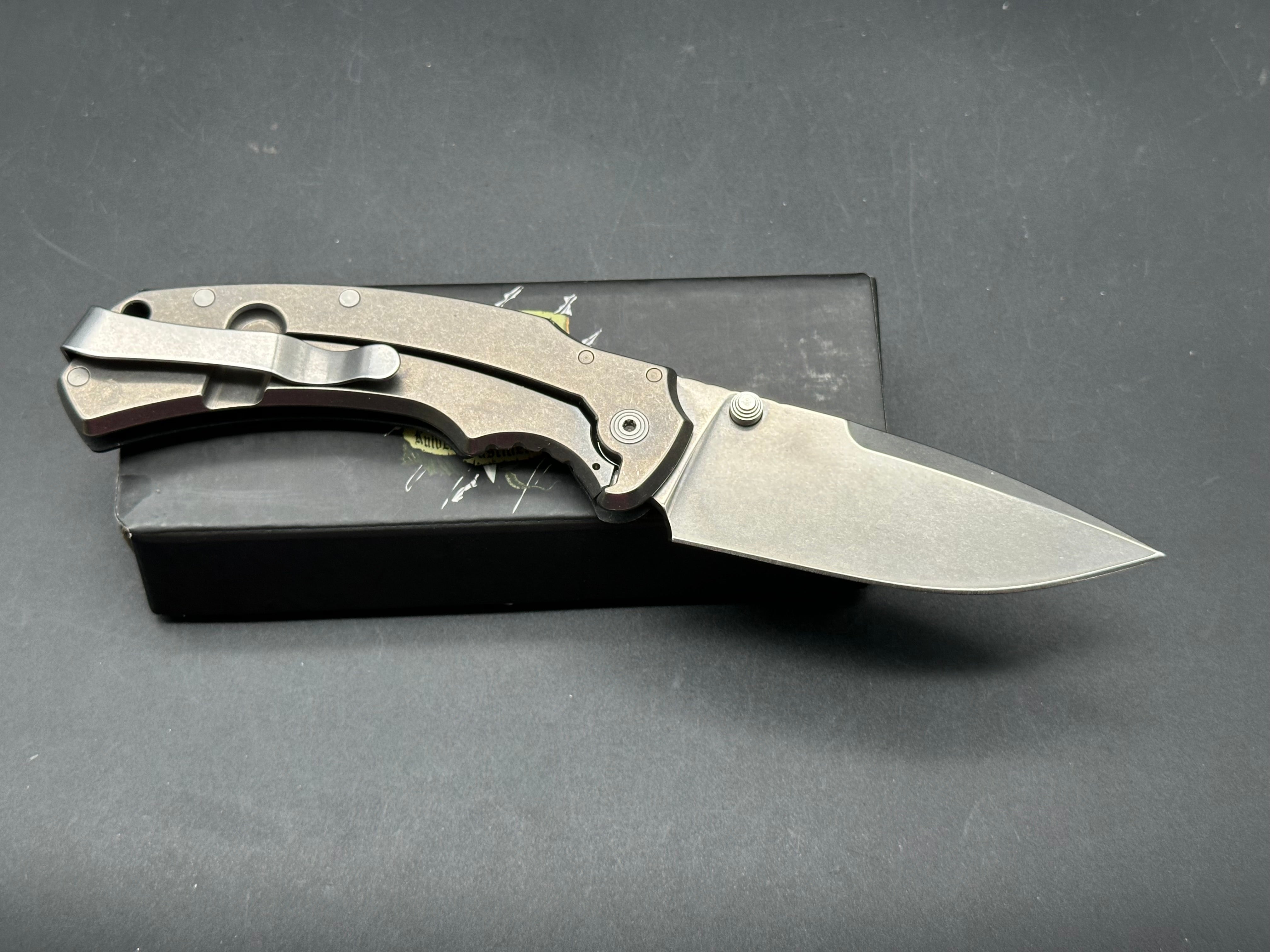 Bastinelli RED Folder Frame Lock Knife (3.5" Stonewash)