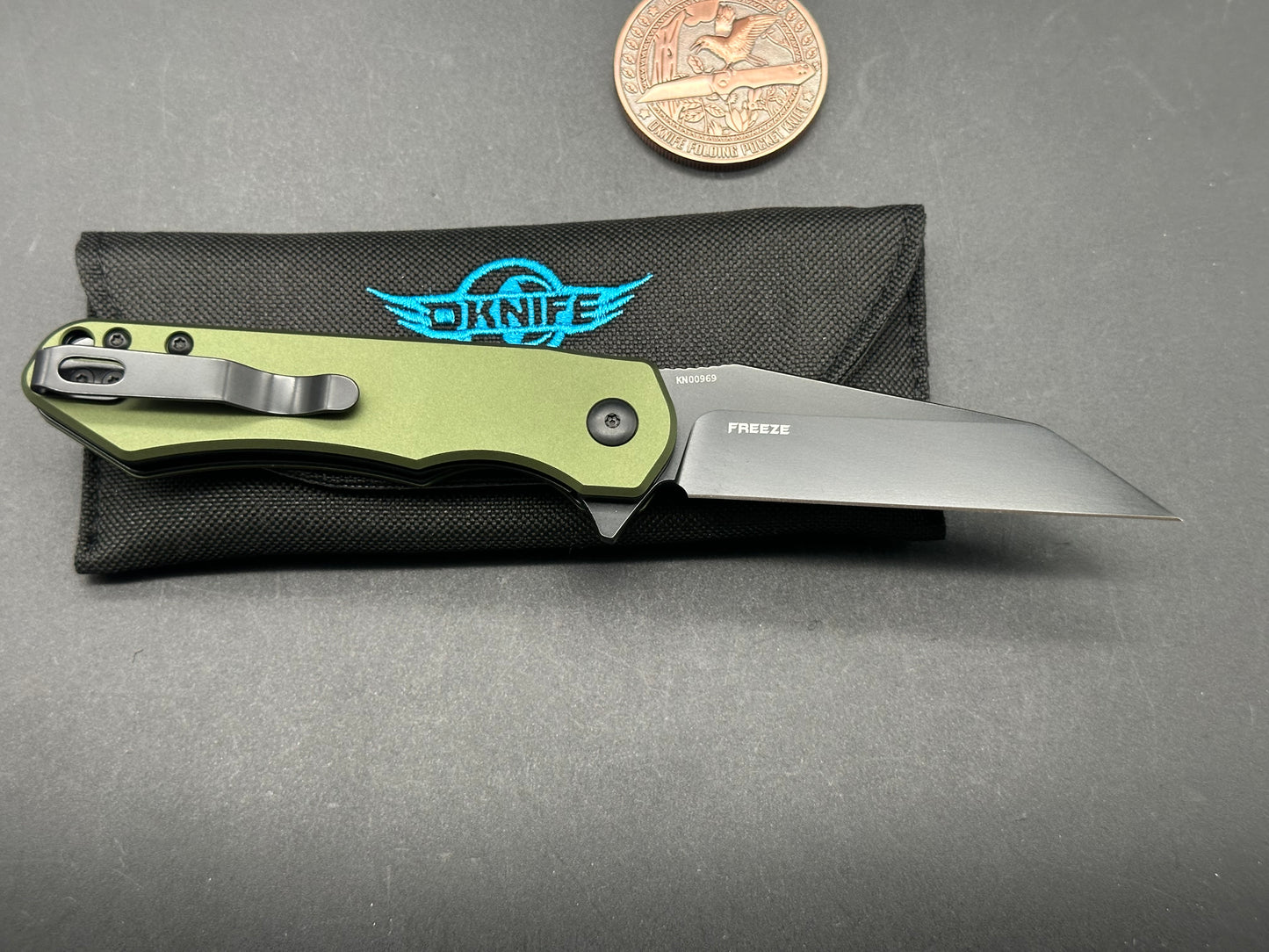 Olight Freeze Liner Lock Knife OD Green Aluminum(3.25" Black 154CM)