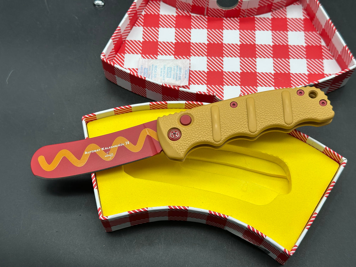 Boker Wiener Warrior Kalashnikov Automatic Knife (3.25" Red) Hot Dog