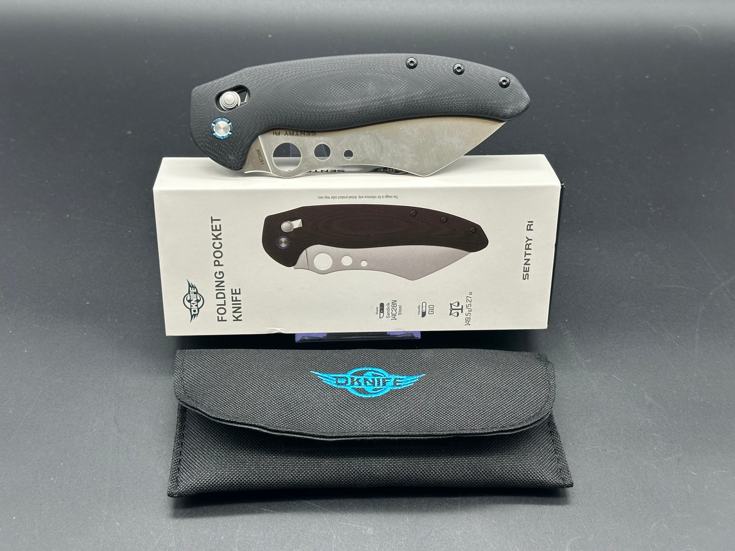 OKNIFE Sentry R1 EDC Pocket Chef Knife Black G10 handle w/14c28n blade