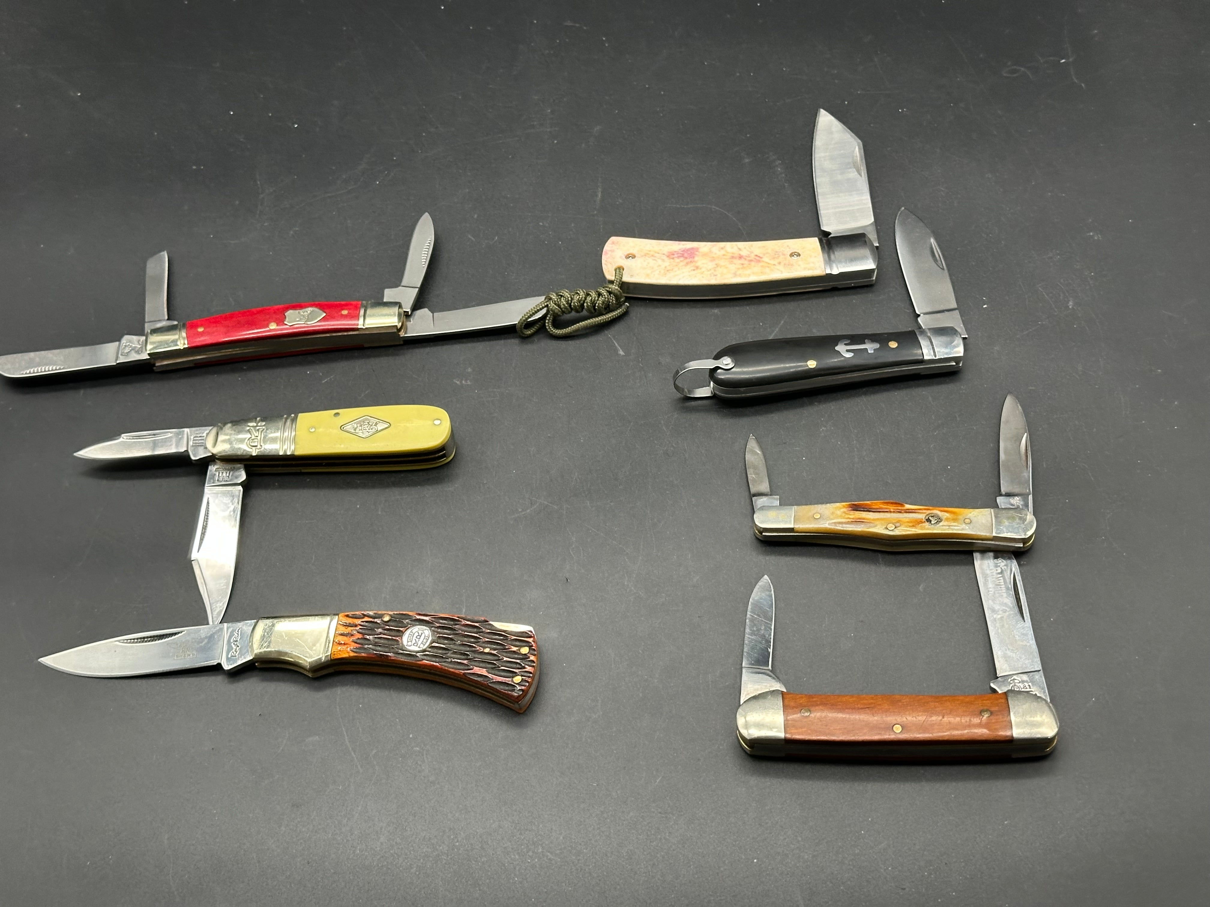 7 knife package deal Queen Cutlery , Rough Rider,White Tail, German Creek etc