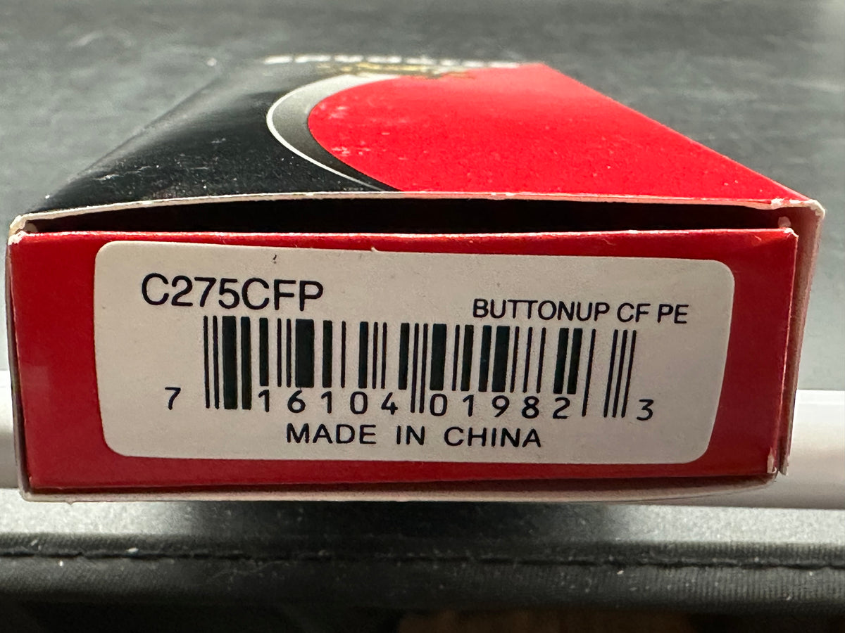 Spyderco ButtonUp, 3.27" 8Cr13MoV Satin Modified Clip Point Blade with Carbon FIber-G10 Laminate Scales