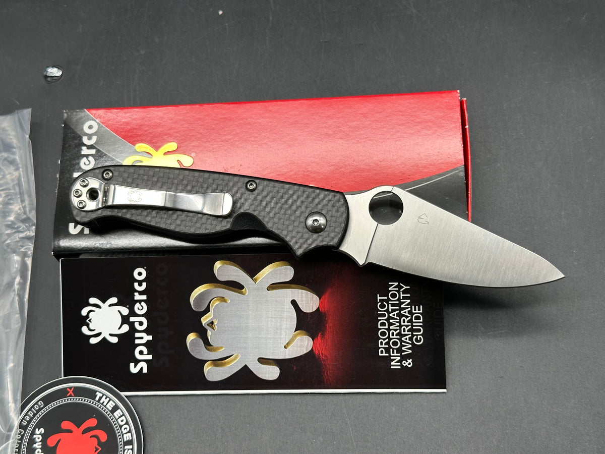 Spyderco ButtonUp, 3.27" 8Cr13MoV Satin Modified Clip Point Blade with Carbon FIber-G10 Laminate Scales