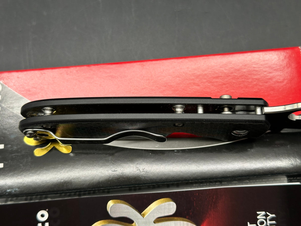 Spyderco ButtonUp, 3.27" 8Cr13MoV Satin Modified Clip Point Blade with Carbon FIber-G10 Laminate Scales