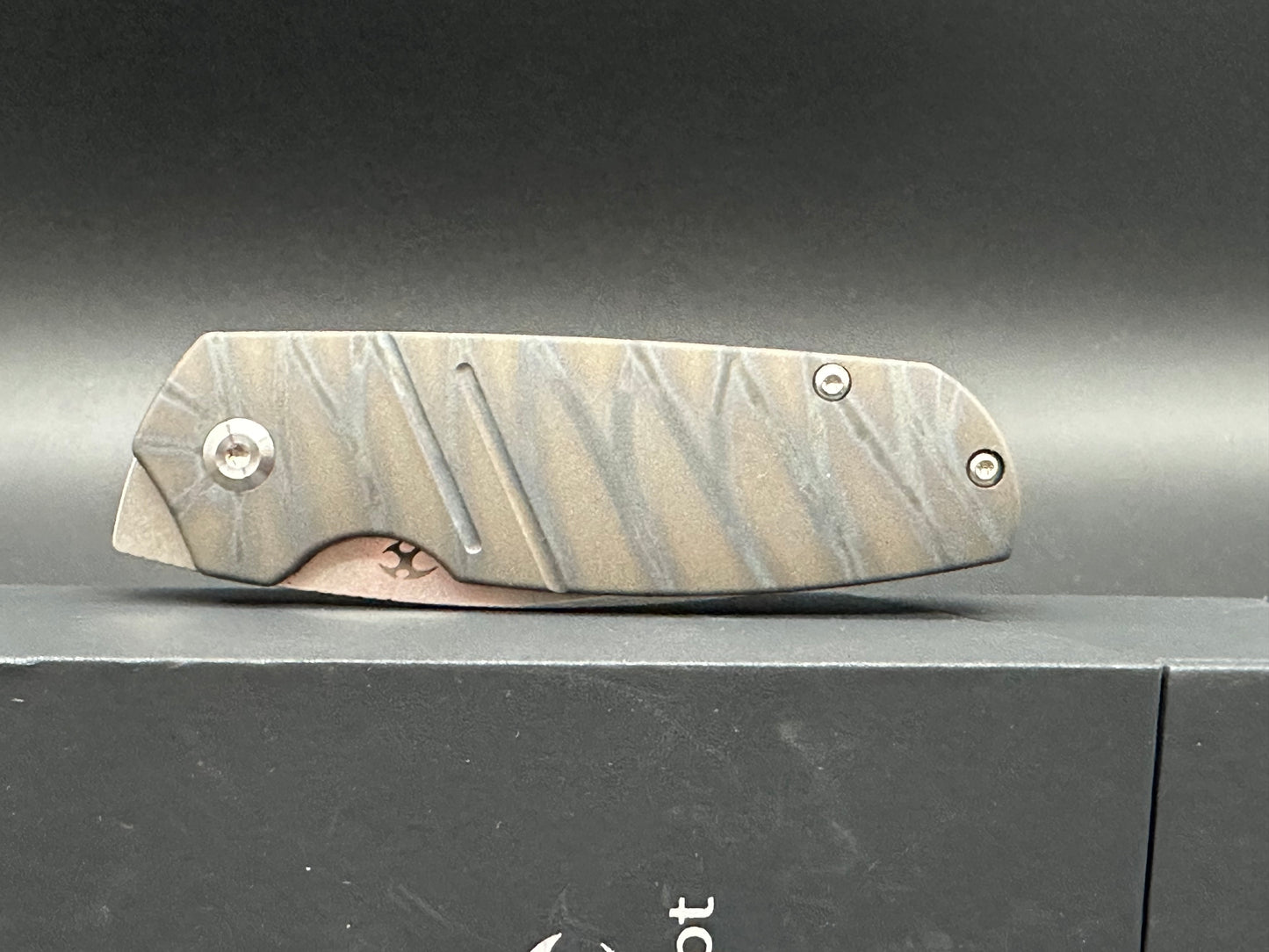 Kansept Knives Turaco Frame Lock Knife Tiger Stripe Flamed Titanium (2.8" SW)