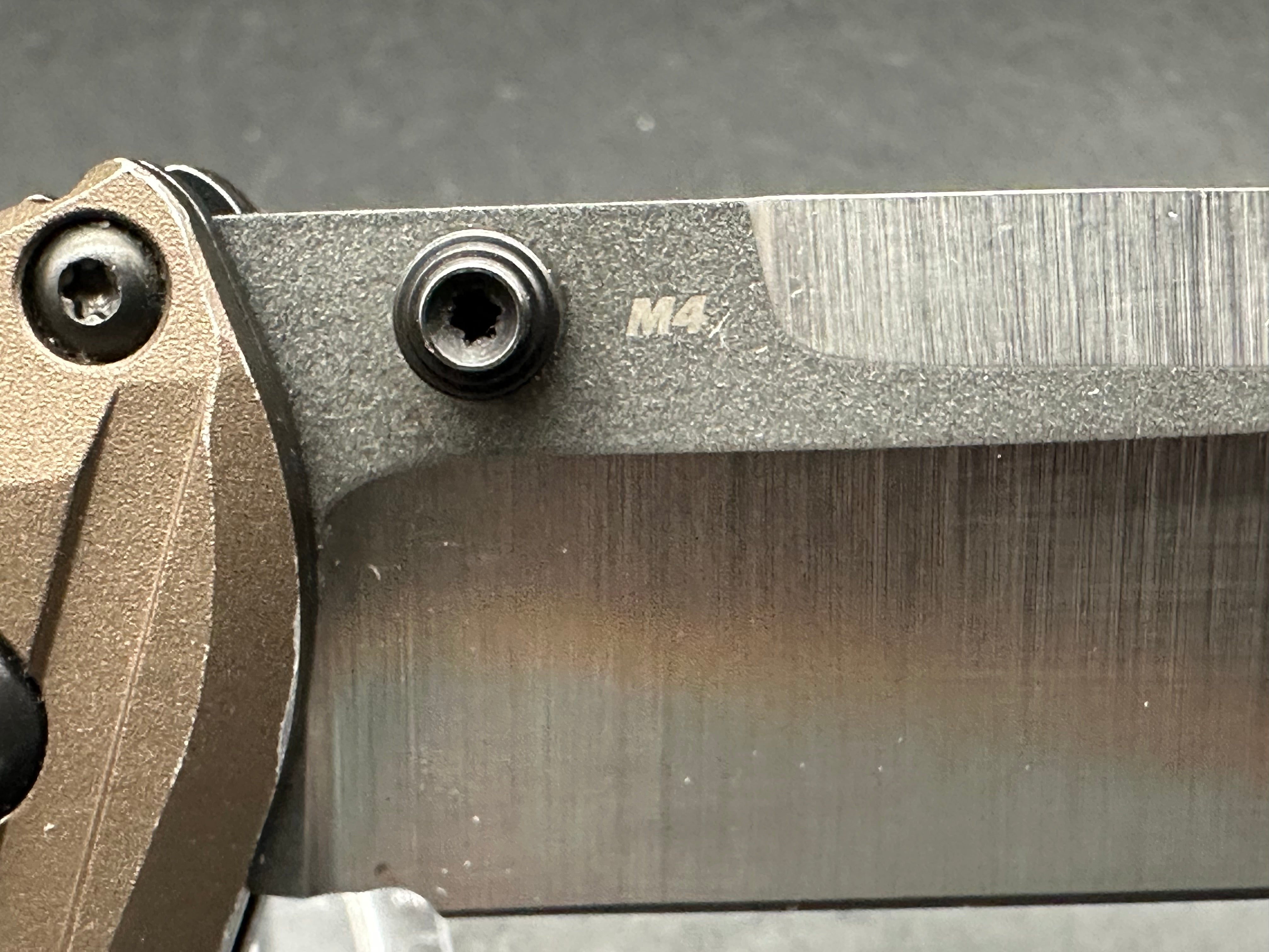Benchmade Mini Presdio Shot Show Edition M4 Bronze aluminum scales, BGM Knives hollow regrind