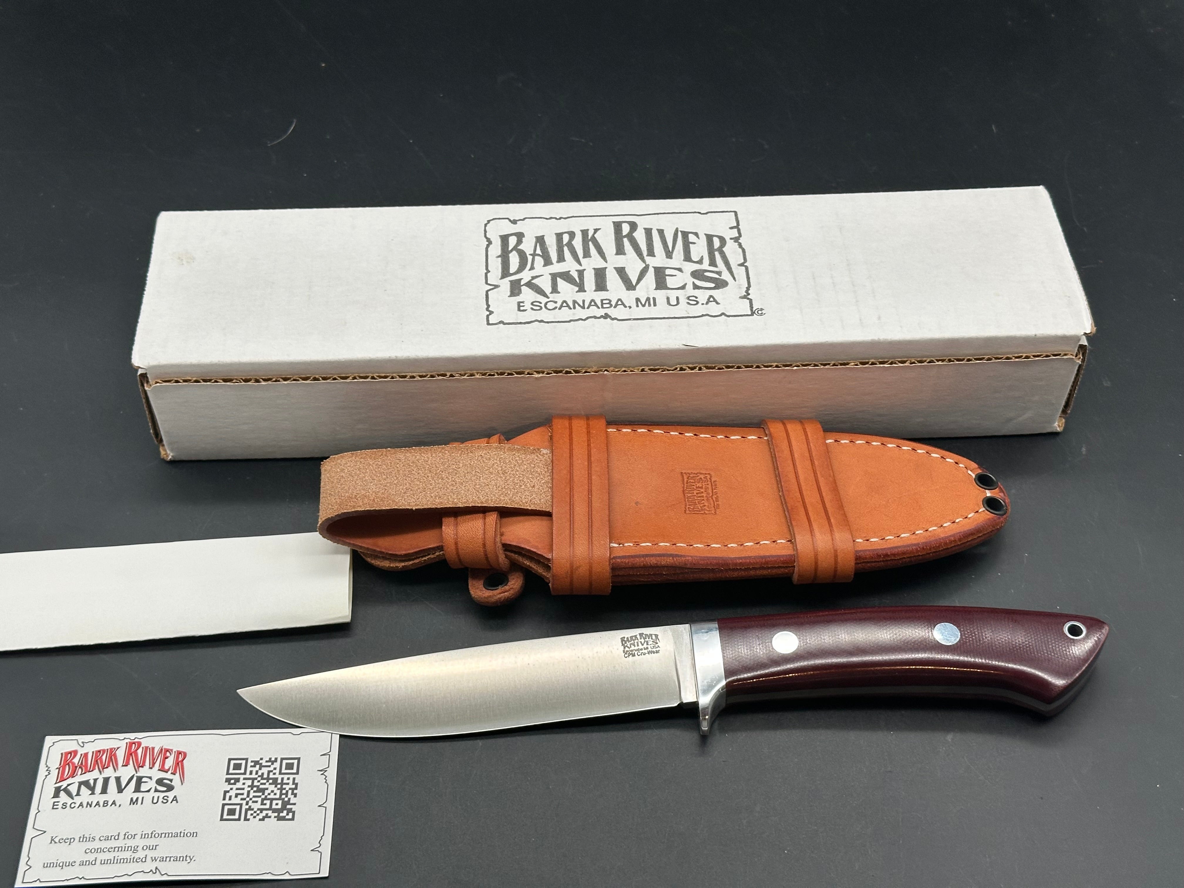 Bark River Wilderness Explorer Burgandy Micarta handle Cru Wear blade