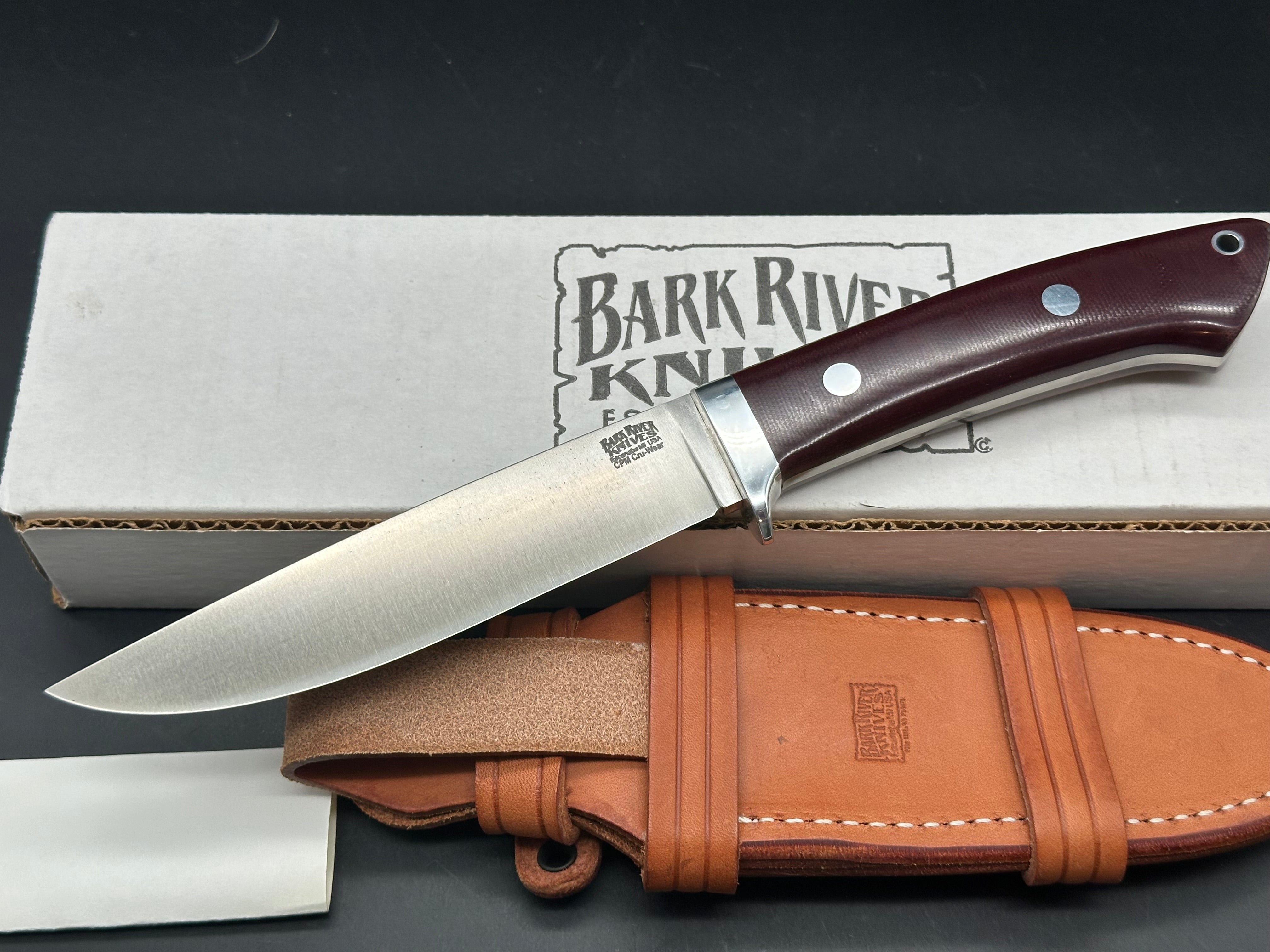 Bark River Wilderness Explorer Burgandy Micarta handle Cru Wear blade