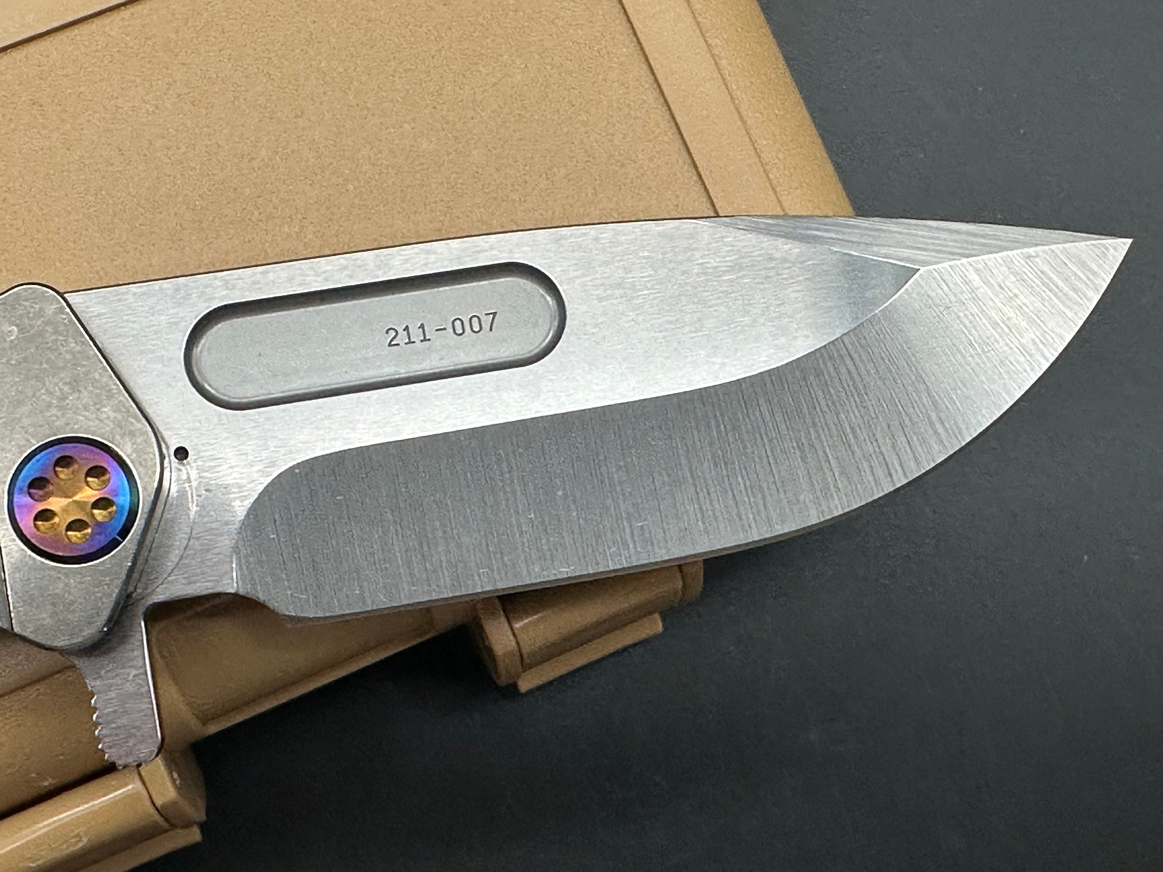 MEDFORD KNIVES USMC FF S45VN TUMBLED BLADE WITH TUMBLED HANDLES/ FLAMED HARDWARE/ CLIP/ POMMEL