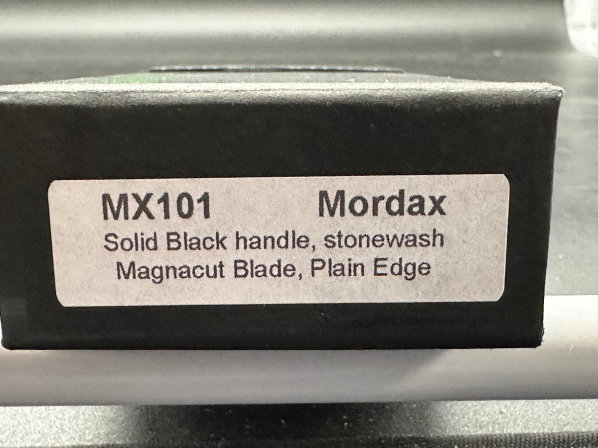 ProTech Mordax, 3.5" MagnaCut Stonewash Drop Point Blade with Black Anodized 6061 Aluminum Scales