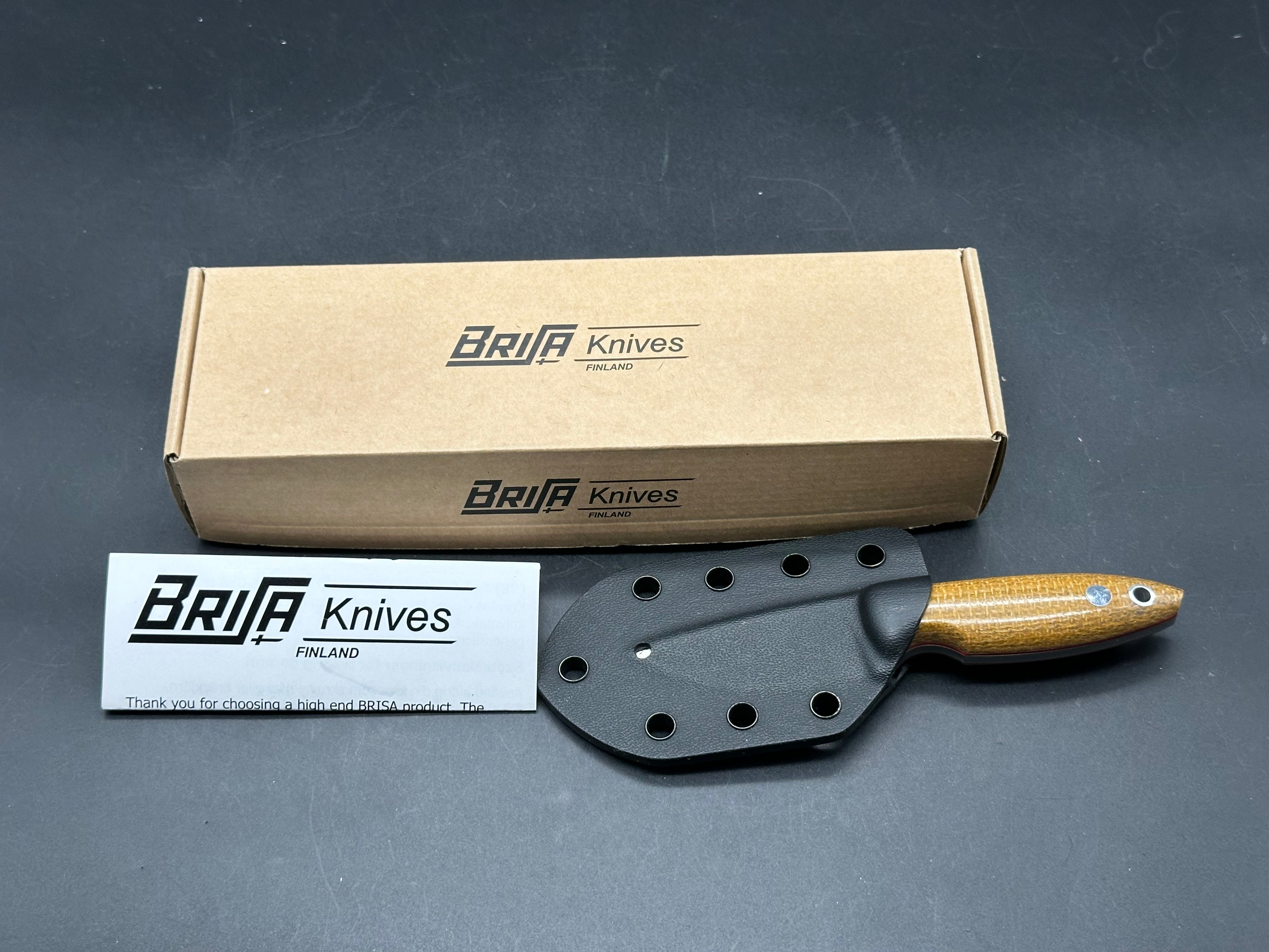 Brisa Knives Scara 60 Fixed Blade Knife Mustard Micarta (2.4" Satin)