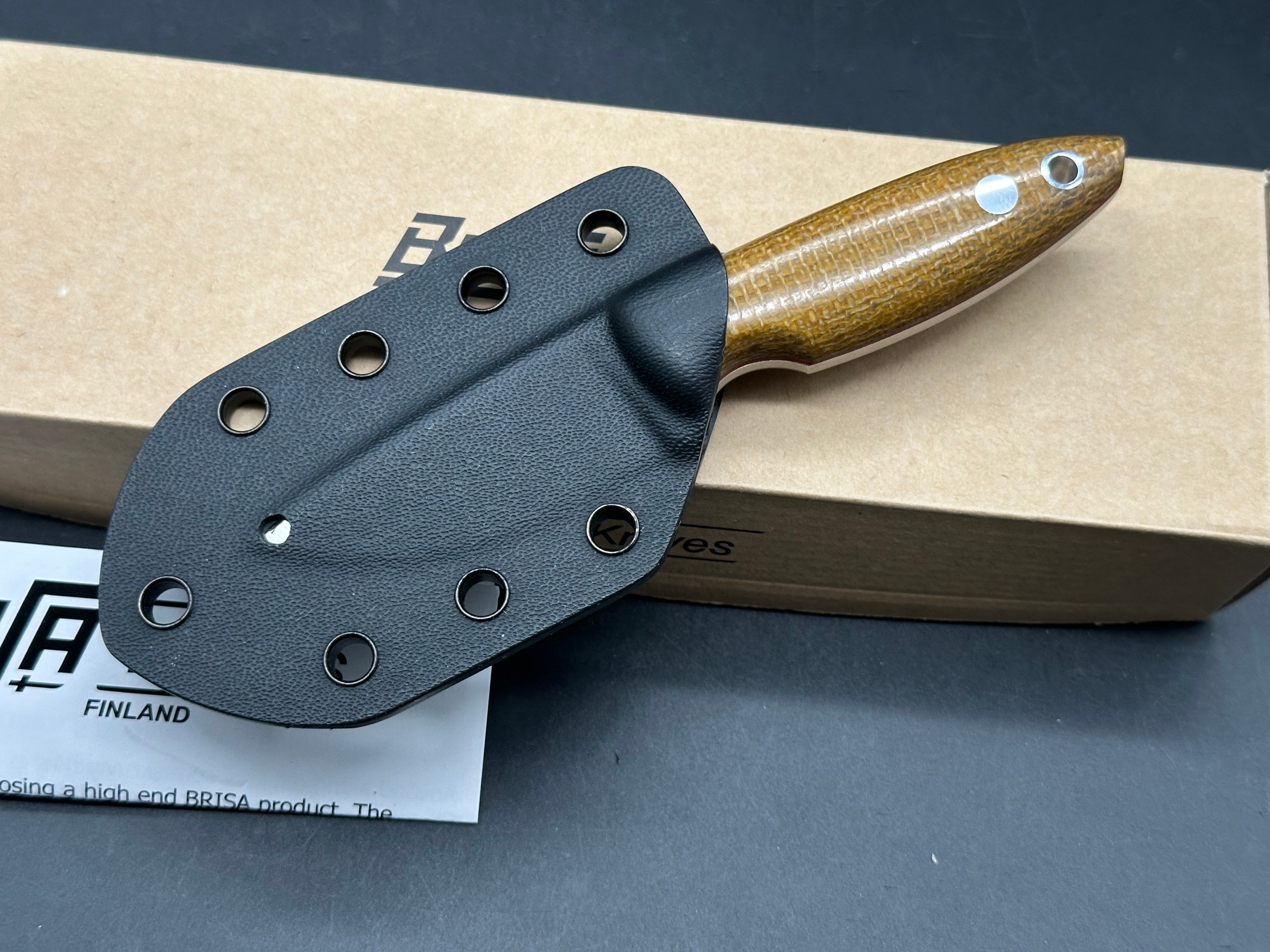 Brisa Knives Scara 60 Fixed Blade Knife Mustard Micarta (2.4" Satin)