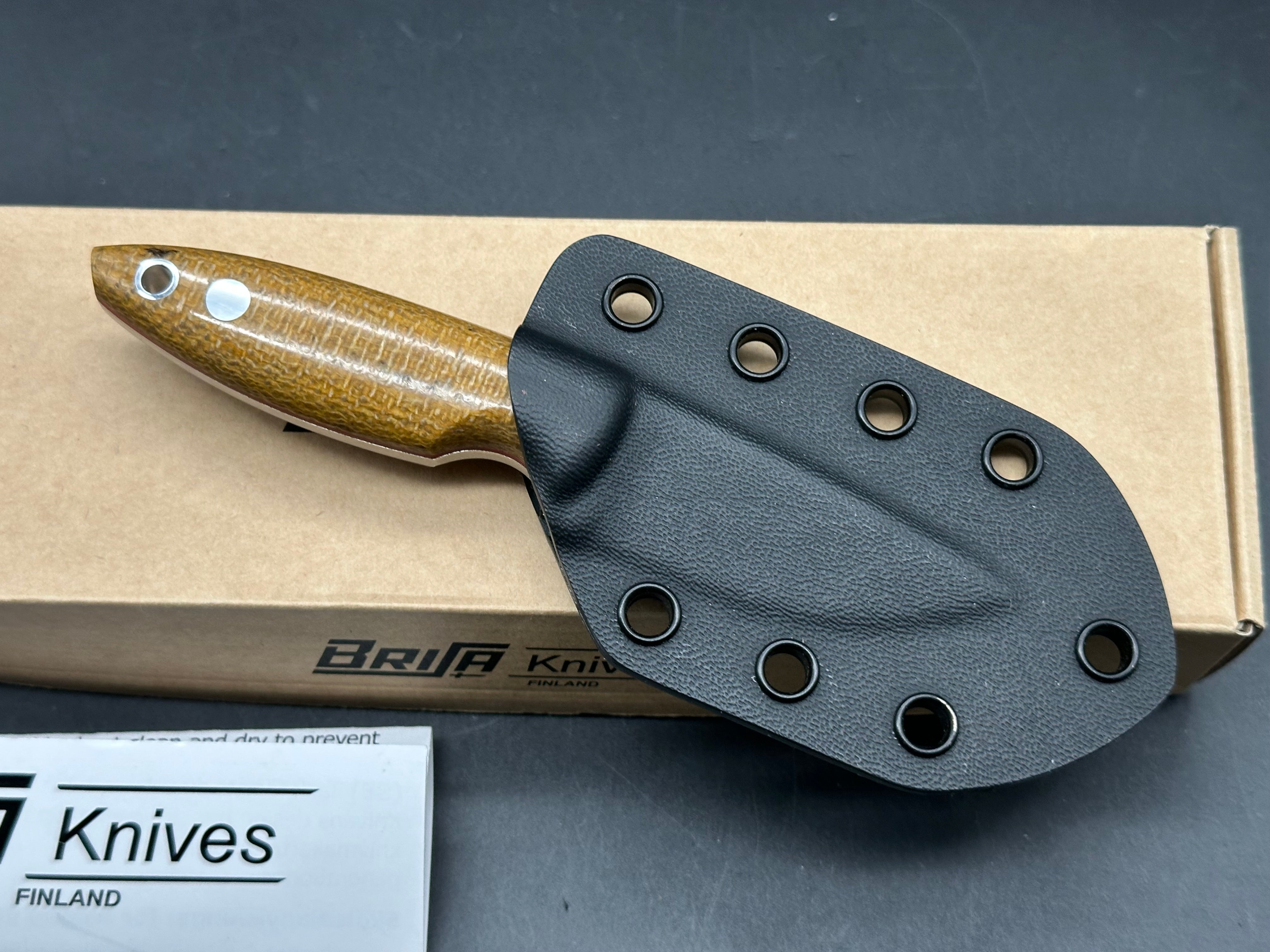 Brisa Knives Scara 60 Fixed Blade Knife Mustard Micarta (2.4" Satin)