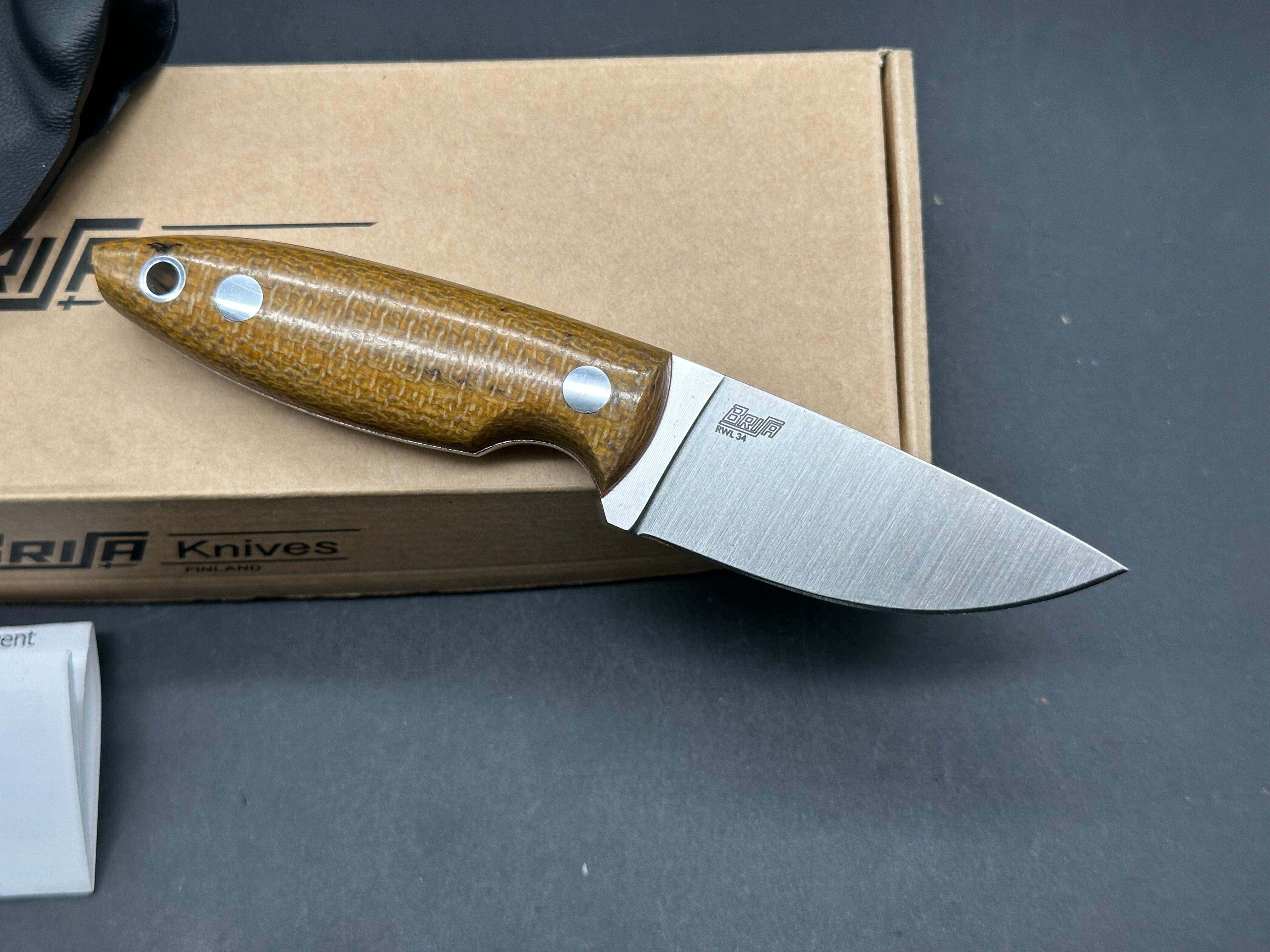 Brisa Knives Scara 60 Fixed Blade Knife Mustard Micarta (2.4" Satin)
