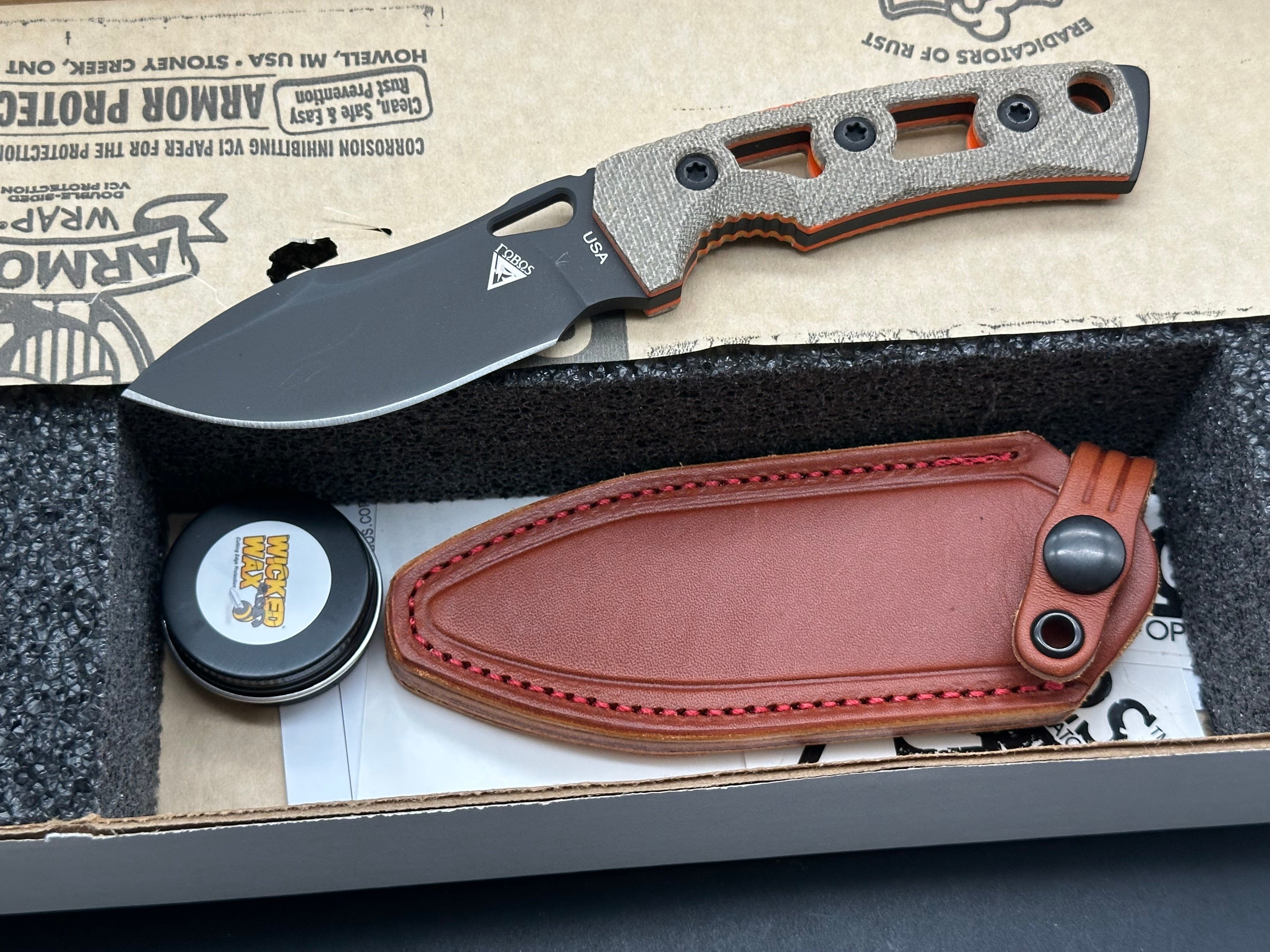 FOBOS Tier 1 mini-mini green micarta w/PVD 154CM blade
