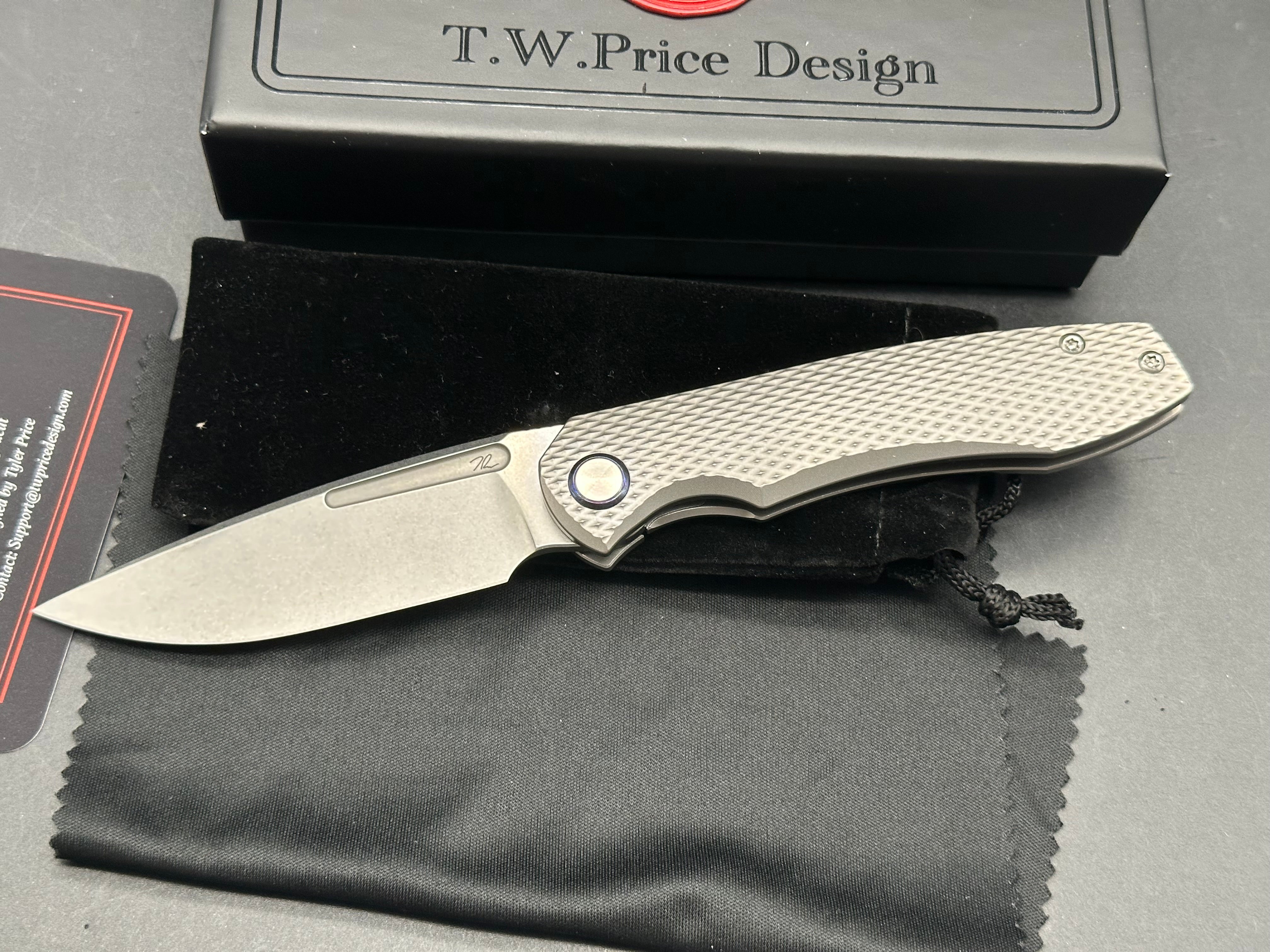 T.W. Price + Bestech Dawn v3  CPM MagnaCut Blade  Diamond Textured Ti Scales and Timascus Pivot Collars and Timascus Clip