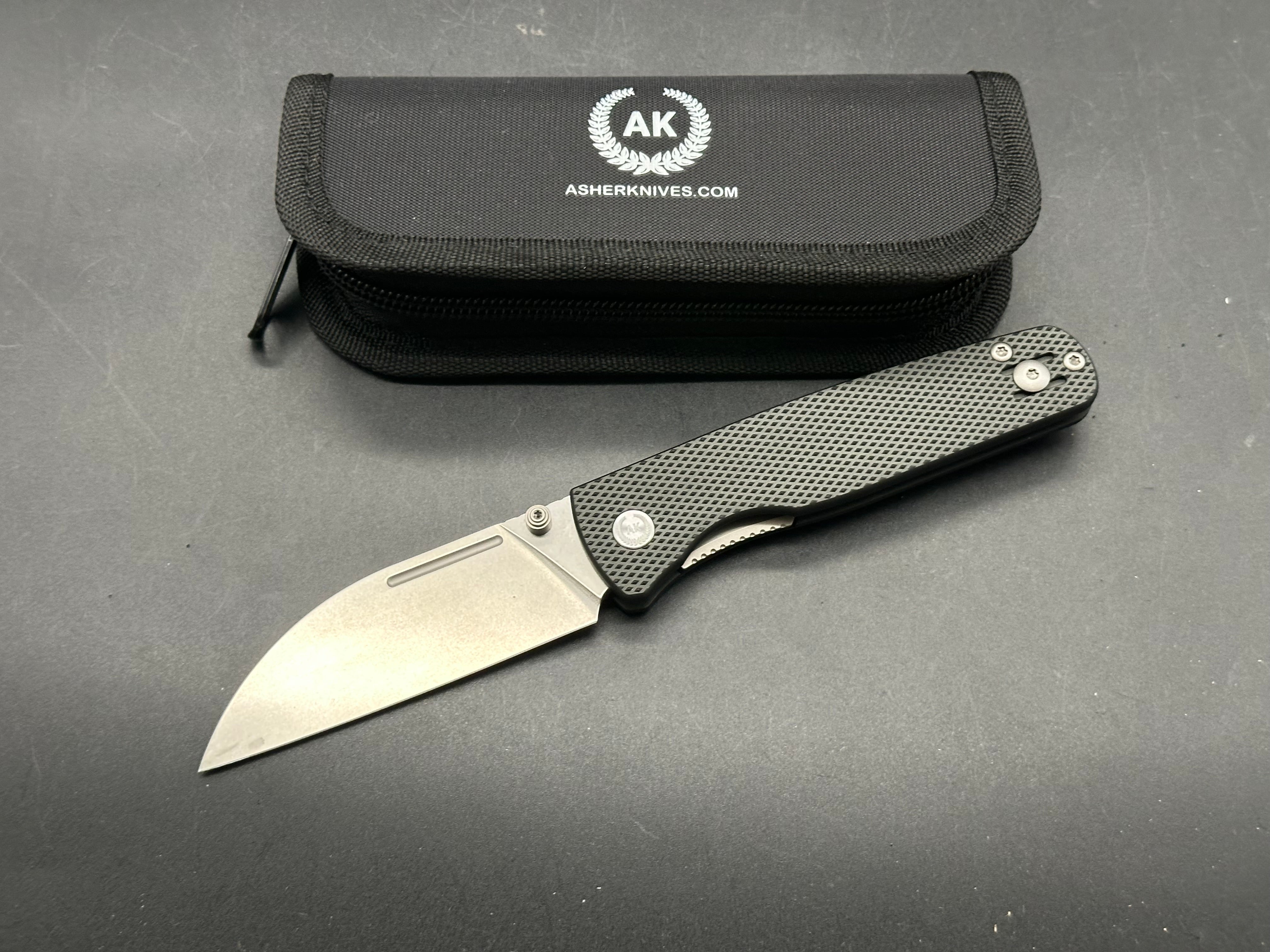 Asher WharnEDC  3.2" M390 Stonewash Blade with Milled Diamond Texture Aluminum Scales