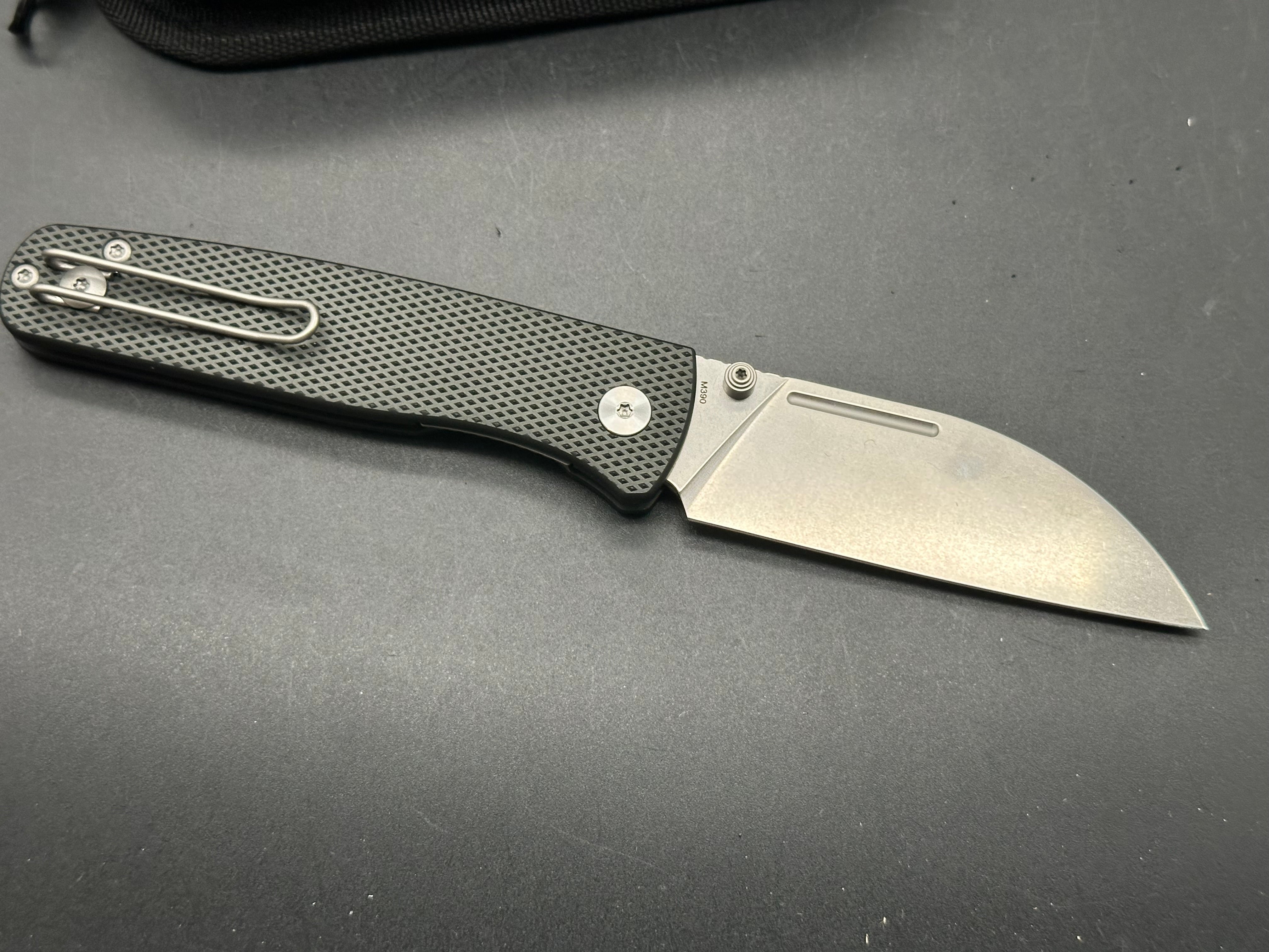 Asher WharnEDC  3.2" M390 Stonewash Blade with Milled Diamond Texture Aluminum Scales