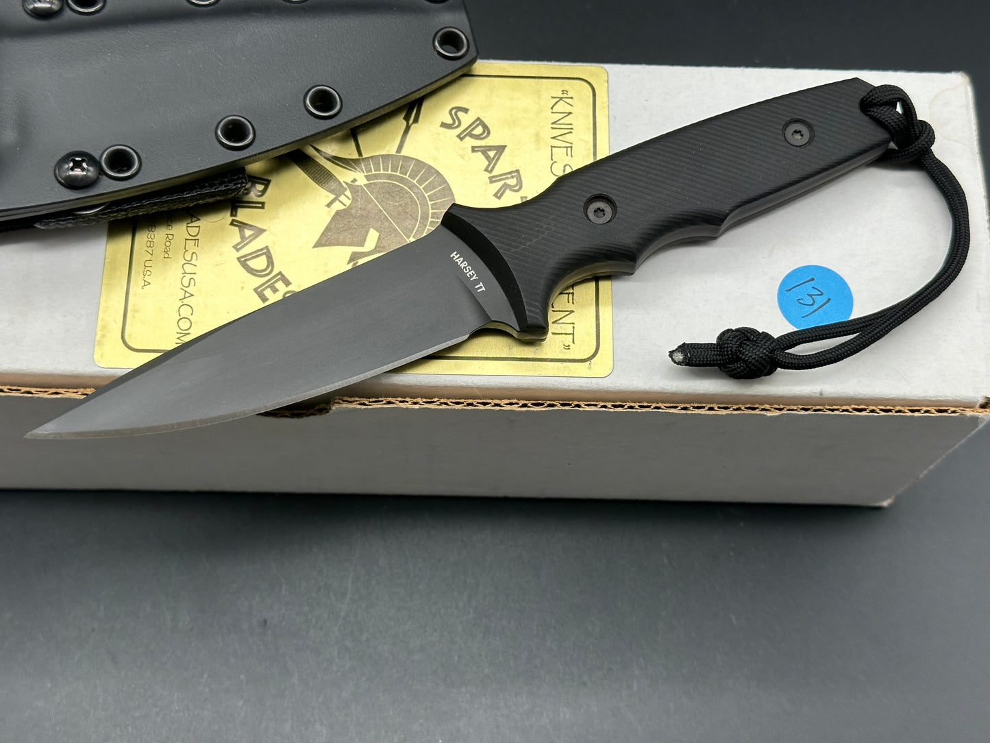 Spartan Harsey TT Tactical Trout Black S35VN Black Linen Micarta Fixed Blade