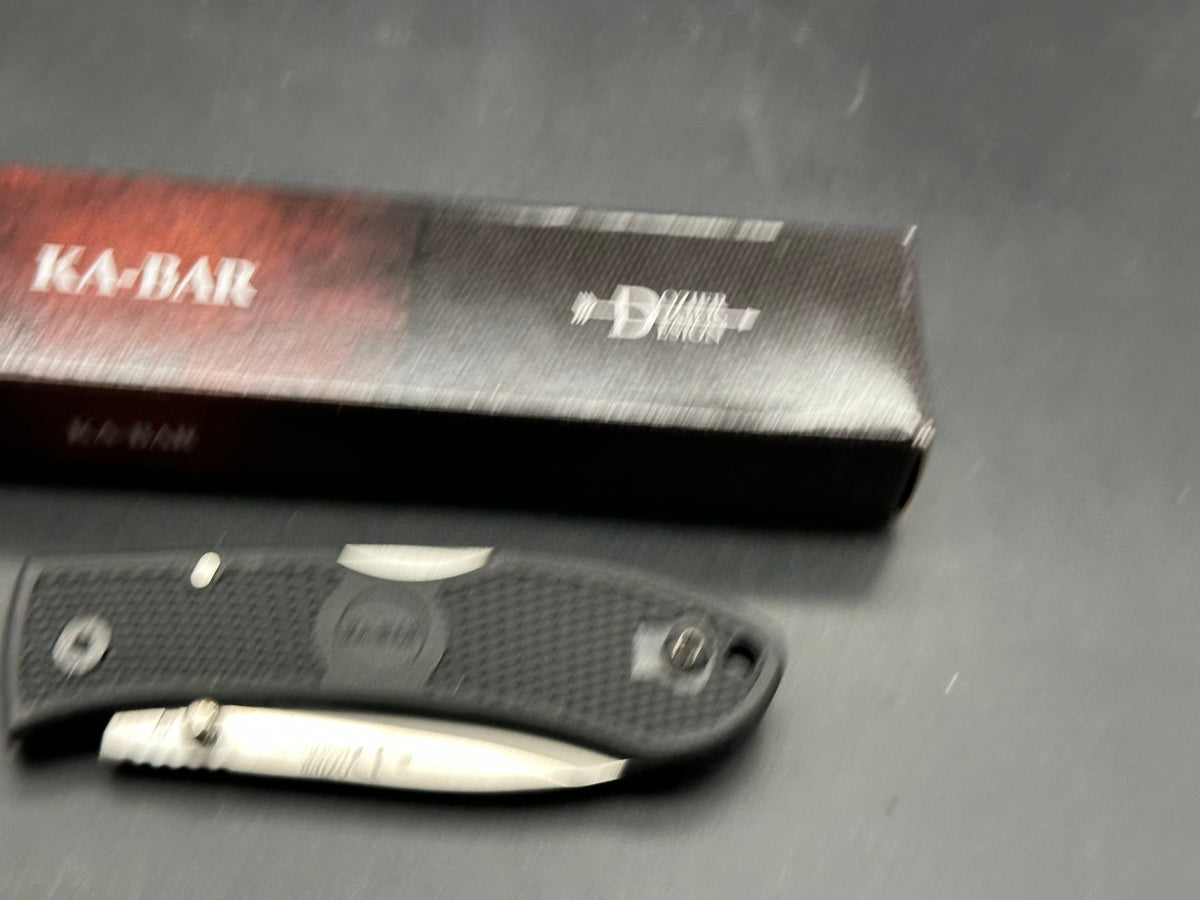 KaBar-Dozier Hunter Folder, 3" D2 Satin Drop Point Blade with Black Zytel PPA Scales