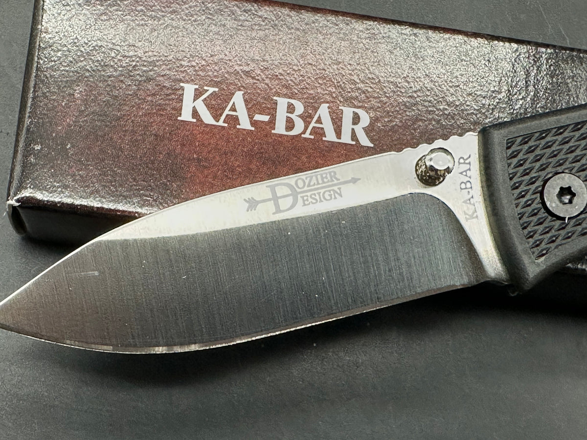 KaBar-Dozier Hunter Folder, 3" D2 Satin Drop Point Blade with Black Zytel PPA Scales