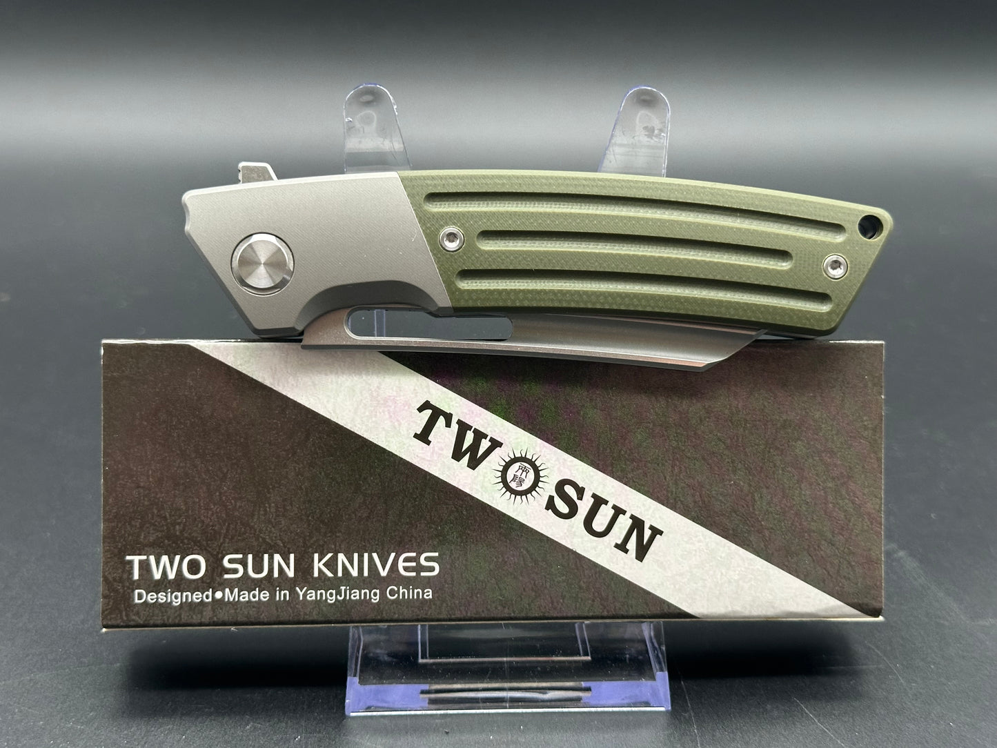 TWOSUN TS454 GREEN TITANIUM/G10 HANDLE 14C28N