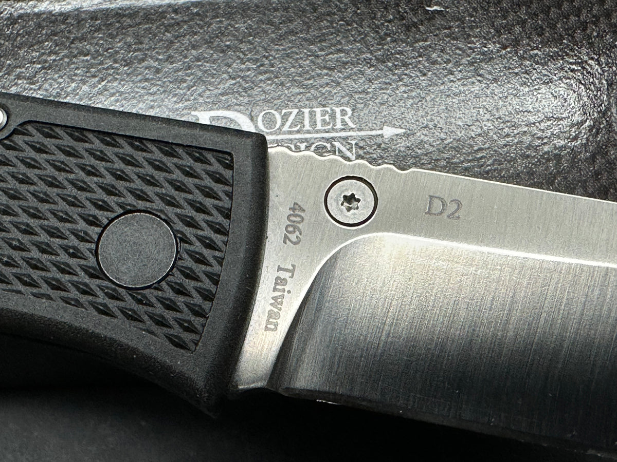 KaBar-Dozier Hunter Folder, 3" D2 Satin Drop Point Blade with Black Zytel PPA Scales