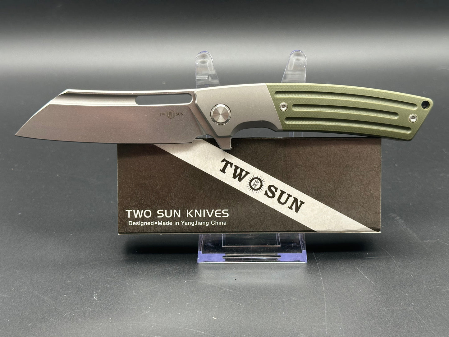 TWOSUN TS454 GREEN TITANIUM/G10 HANDLE 14C28N