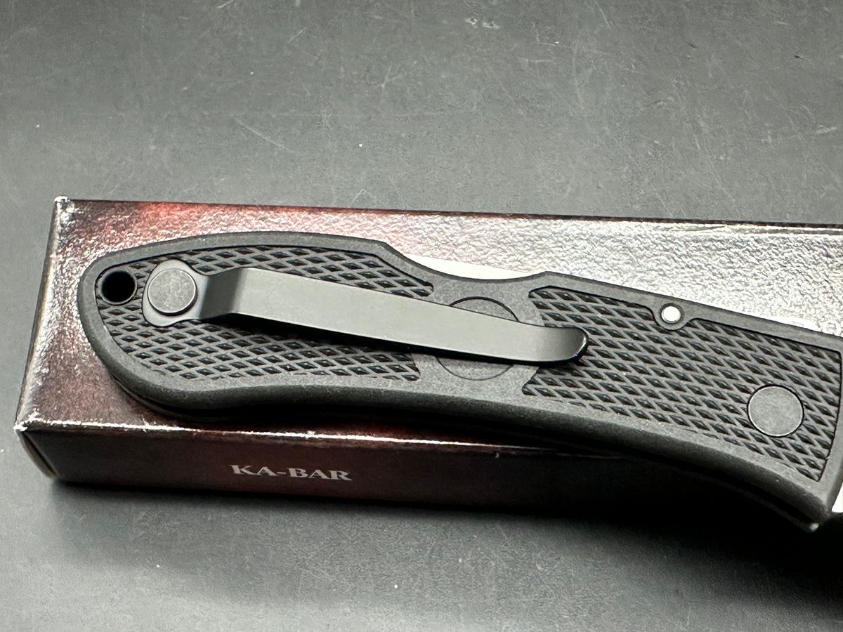 KaBar-Dozier Hunter Folder, 3" D2 Satin Drop Point Blade with Black Zytel PPA Scales