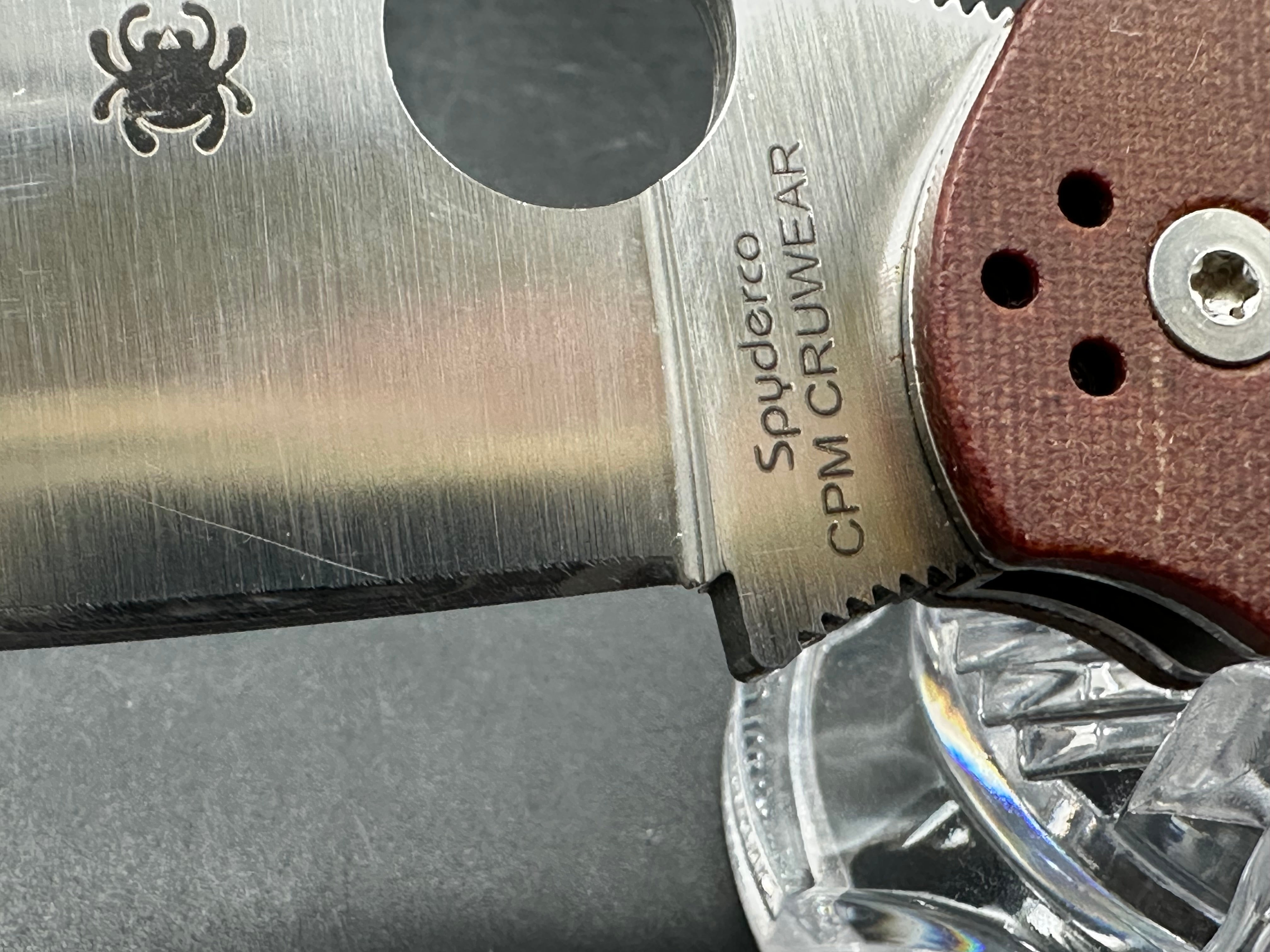 Spyderco PM2 CPM-Cruwear Canvas Micarta scales, hand sharpened