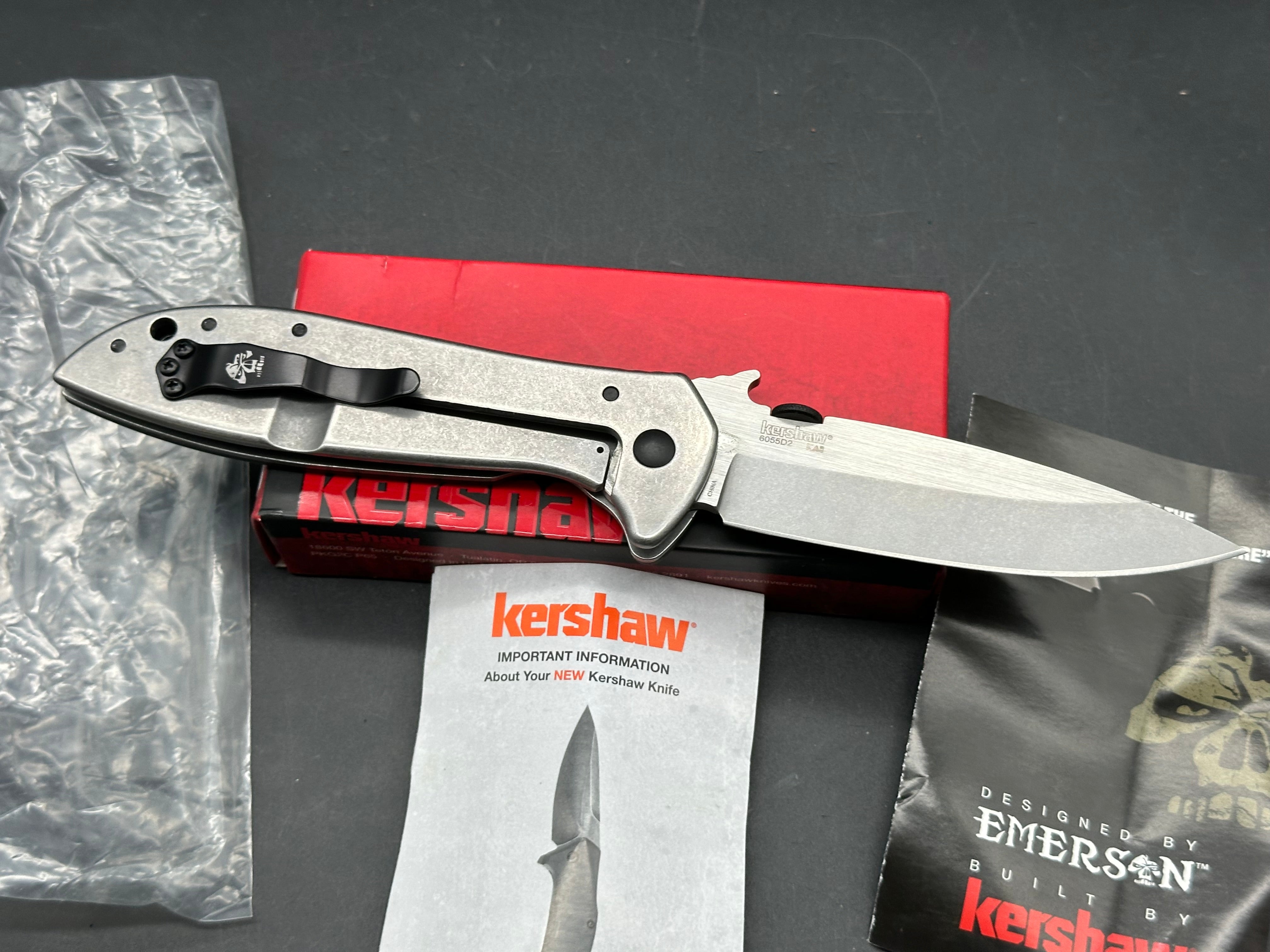 Kershaw Emerson CQC-4KXL Frame Lock Knife (3.9" Stonewash)