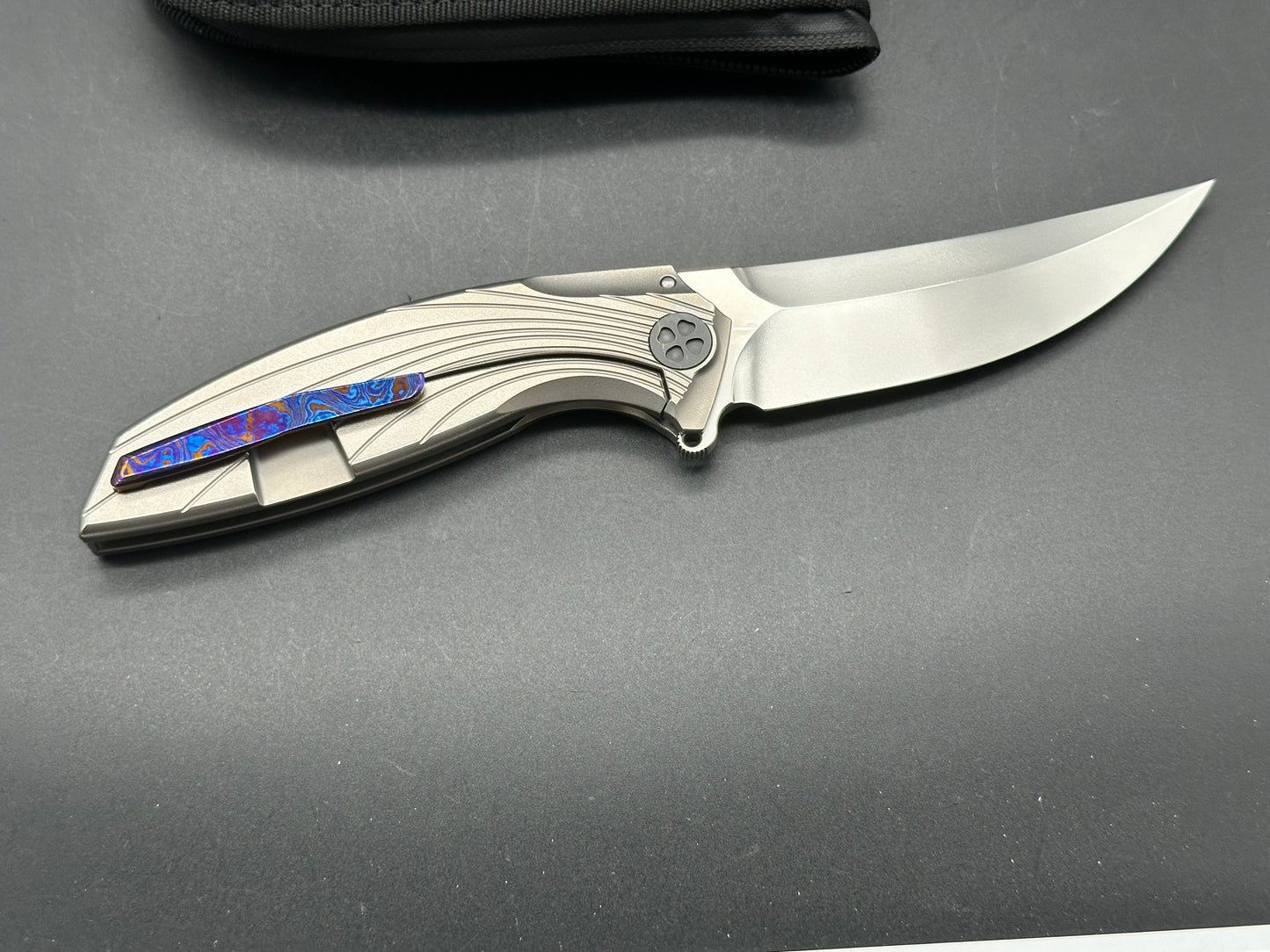 Infinite Knife Twin Titanium handle timascus clip M390 blade