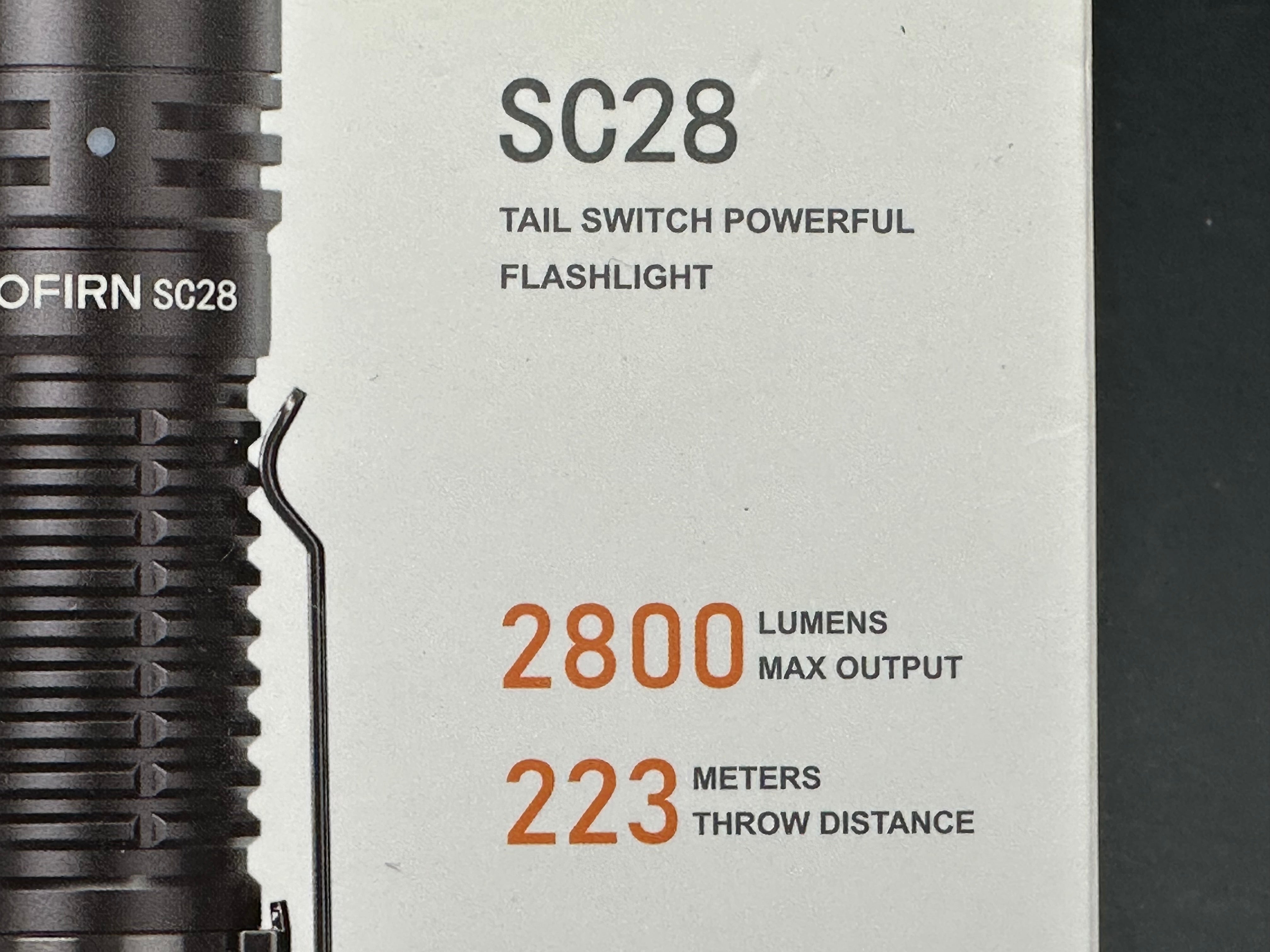 Sofirn SC28 2800 lumen rechargeable flashlight