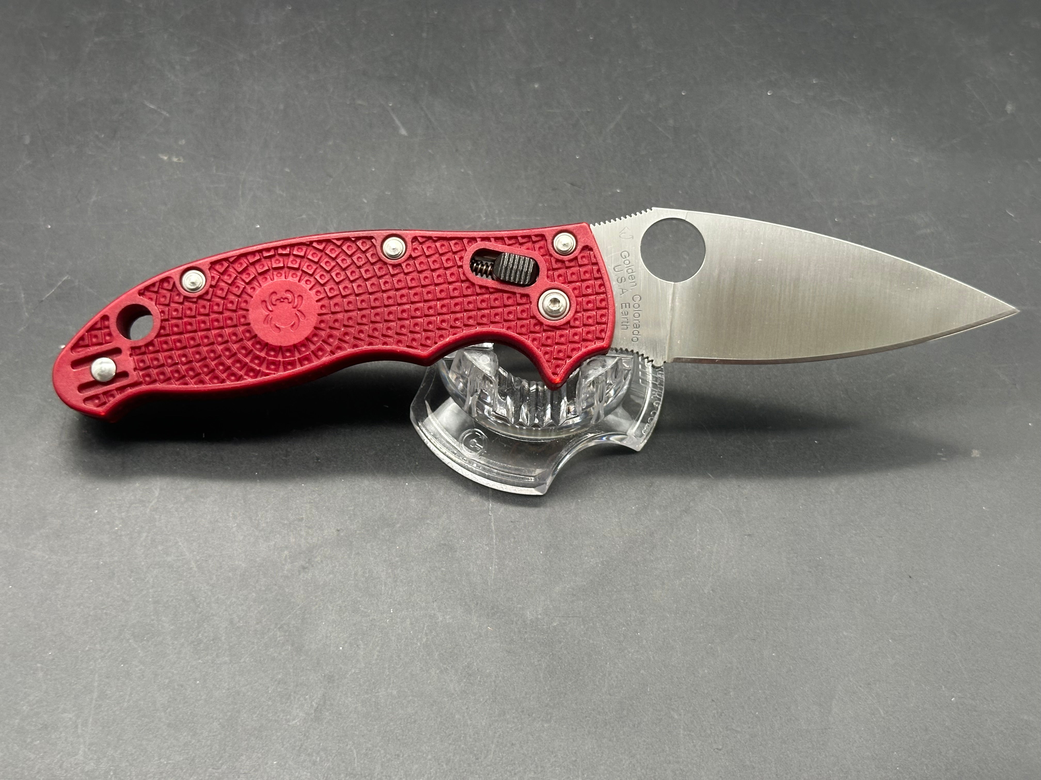 Spyerdco Manix 2 S90V steel with red RIT dyed FRN scales (original orange scaled model)