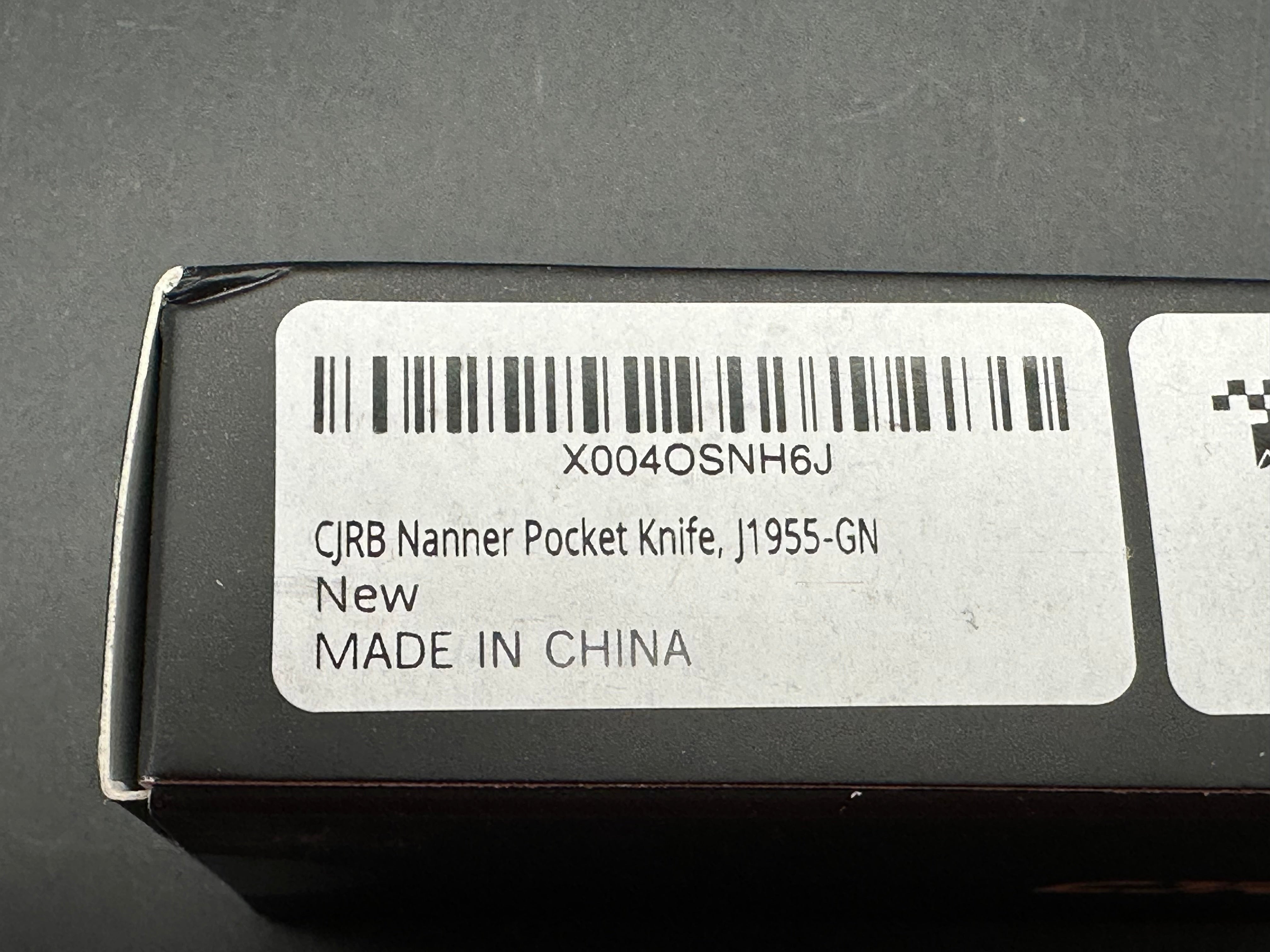 CJRB Nanner Crossbar Lock Knife Green G-10 (3.2" SW)