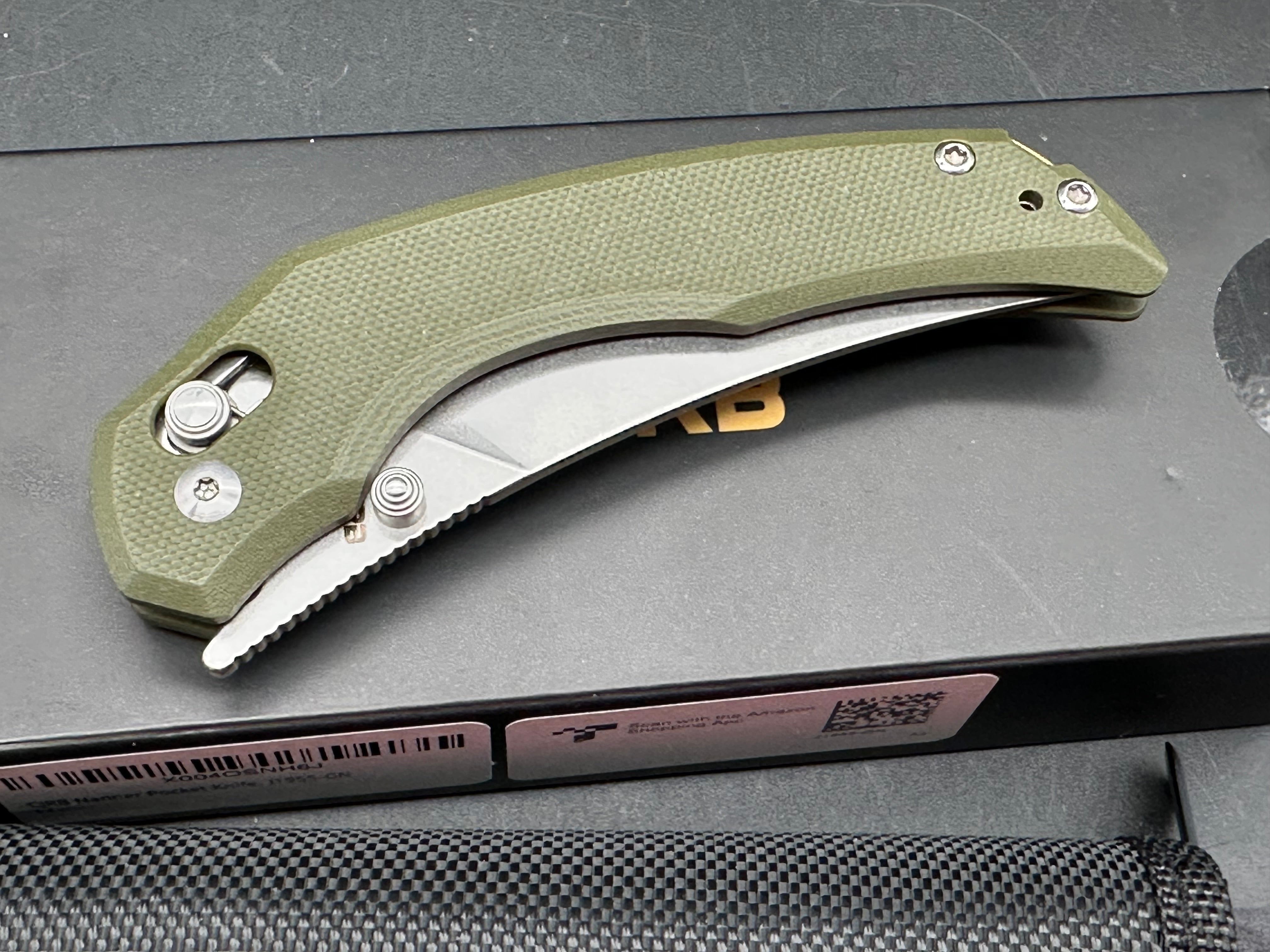 CJRB Nanner Crossbar Lock Knife Green G-10 (3.2" SW)