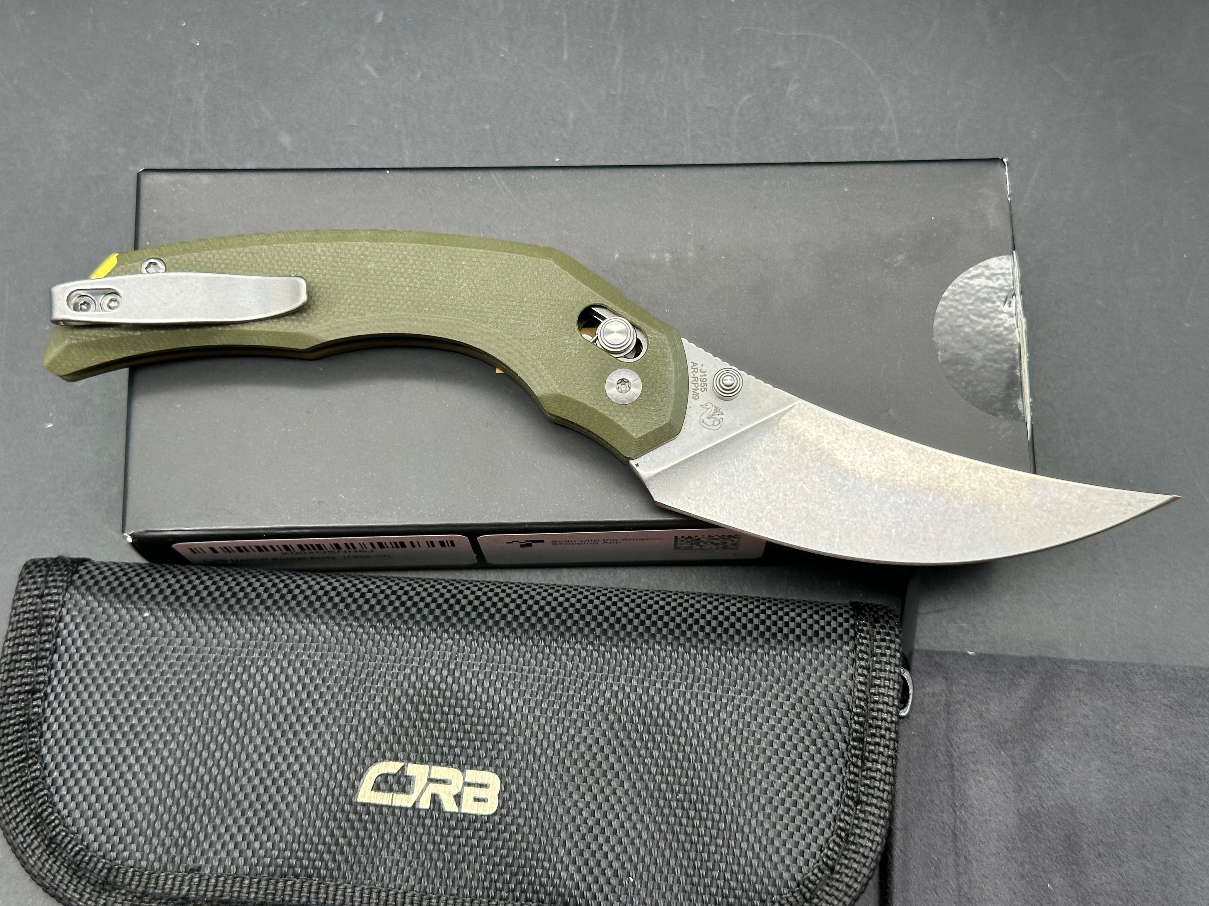CJRB Nanner Crossbar Lock Knife Green G-10 (3.2" SW)